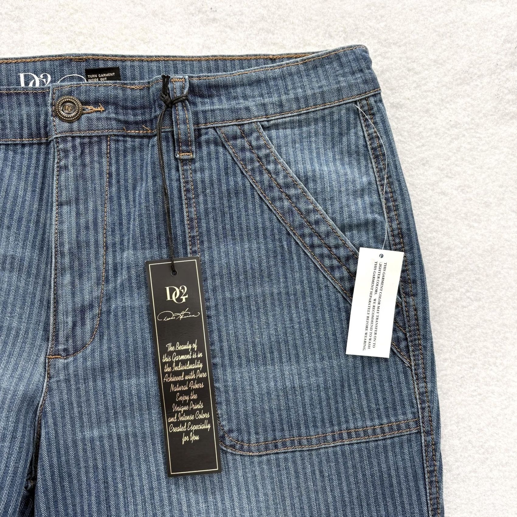 Vintage Diane Gilman DG2 Tapered Jeans Womens 16 Blue Striped Denim High Rise Jogger NWT Size 38" / US 16 / IT 52 - 3 Thumbnail