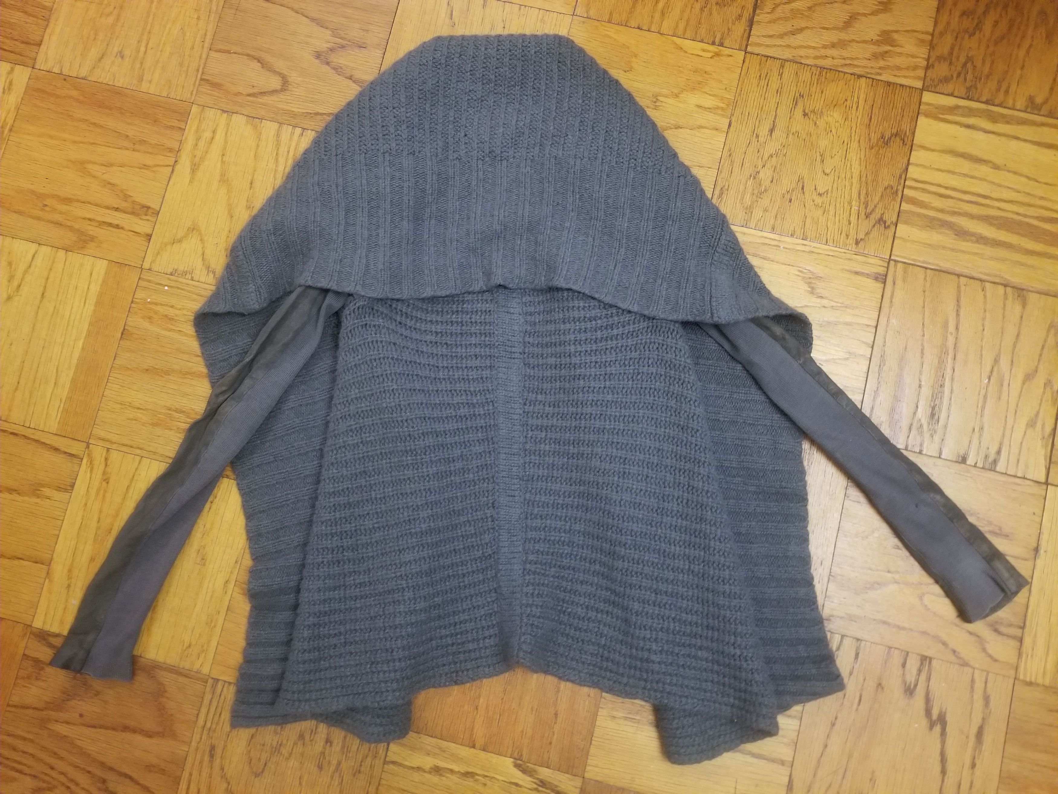 Rick Owens Rick Owens AW11 Limo Leather Sleeve Knit Sweater Cardigan Size US XXS / EU 40 - 3 Thumbnail