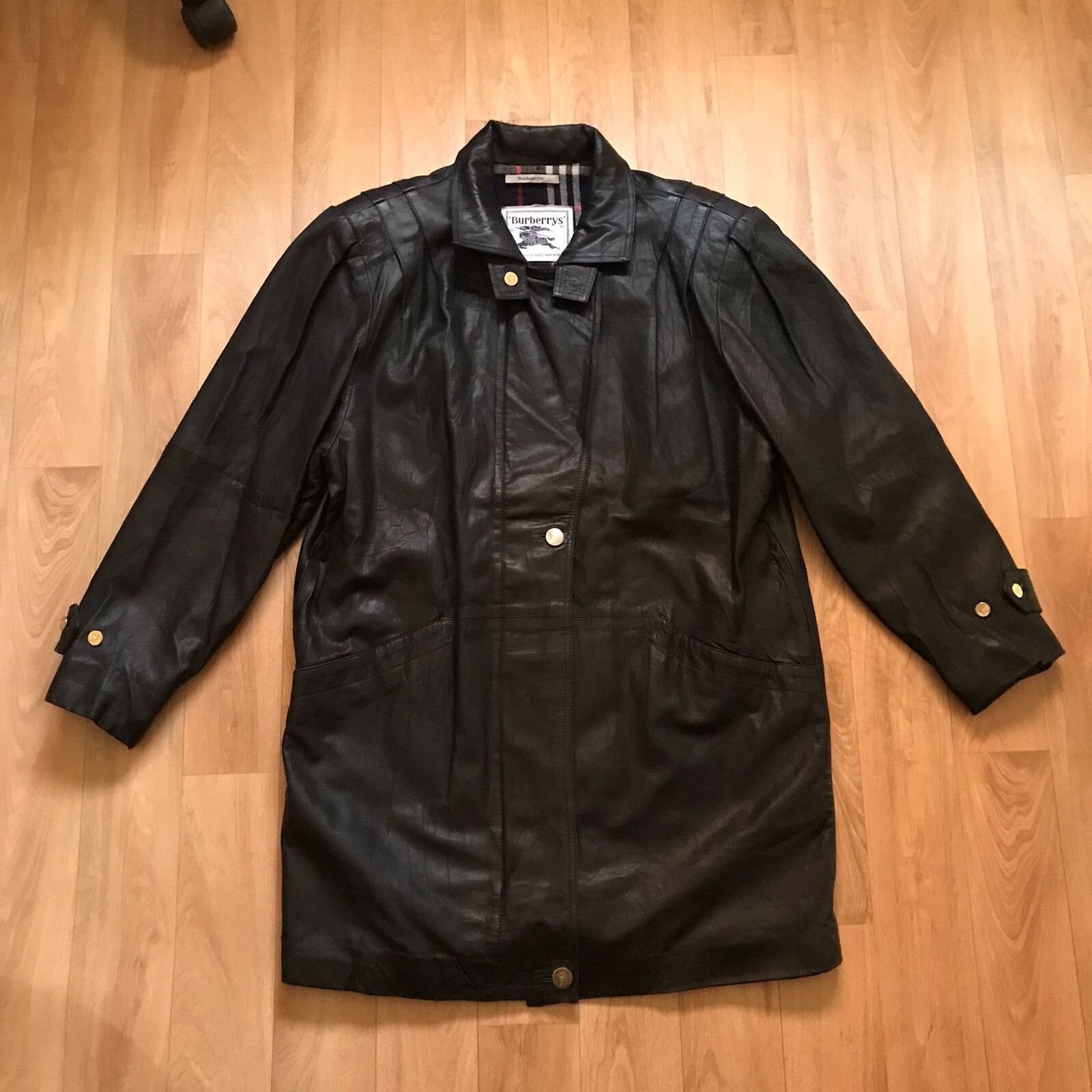 Burberry Vintage Burberry Leather JACKET nova check OvERCOAT women's Size L / US 10 / IT 46 - 2 Thumbnail