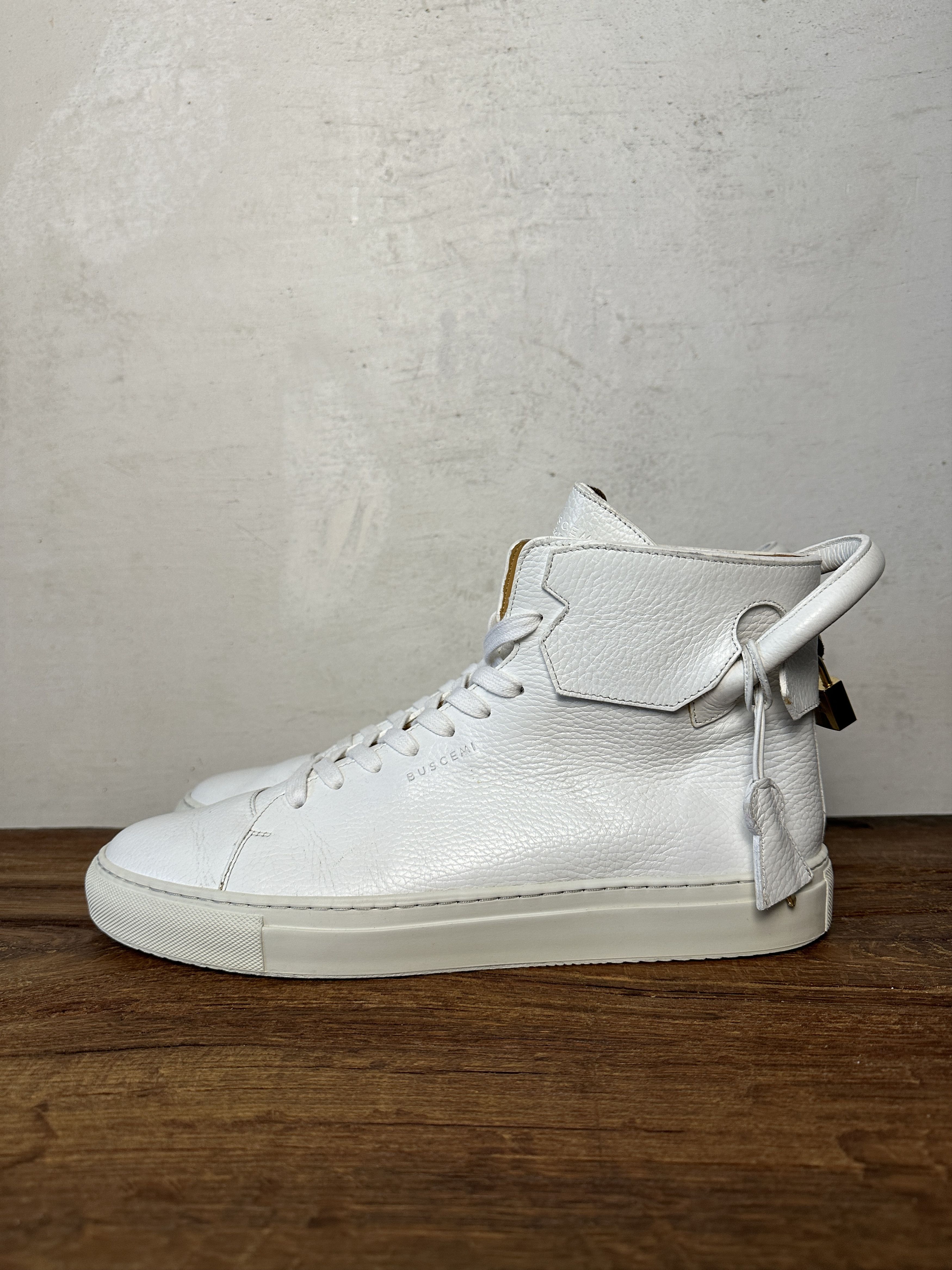 BUSCEMI White Pelle Calf Leather Gold 125MM Sneakers