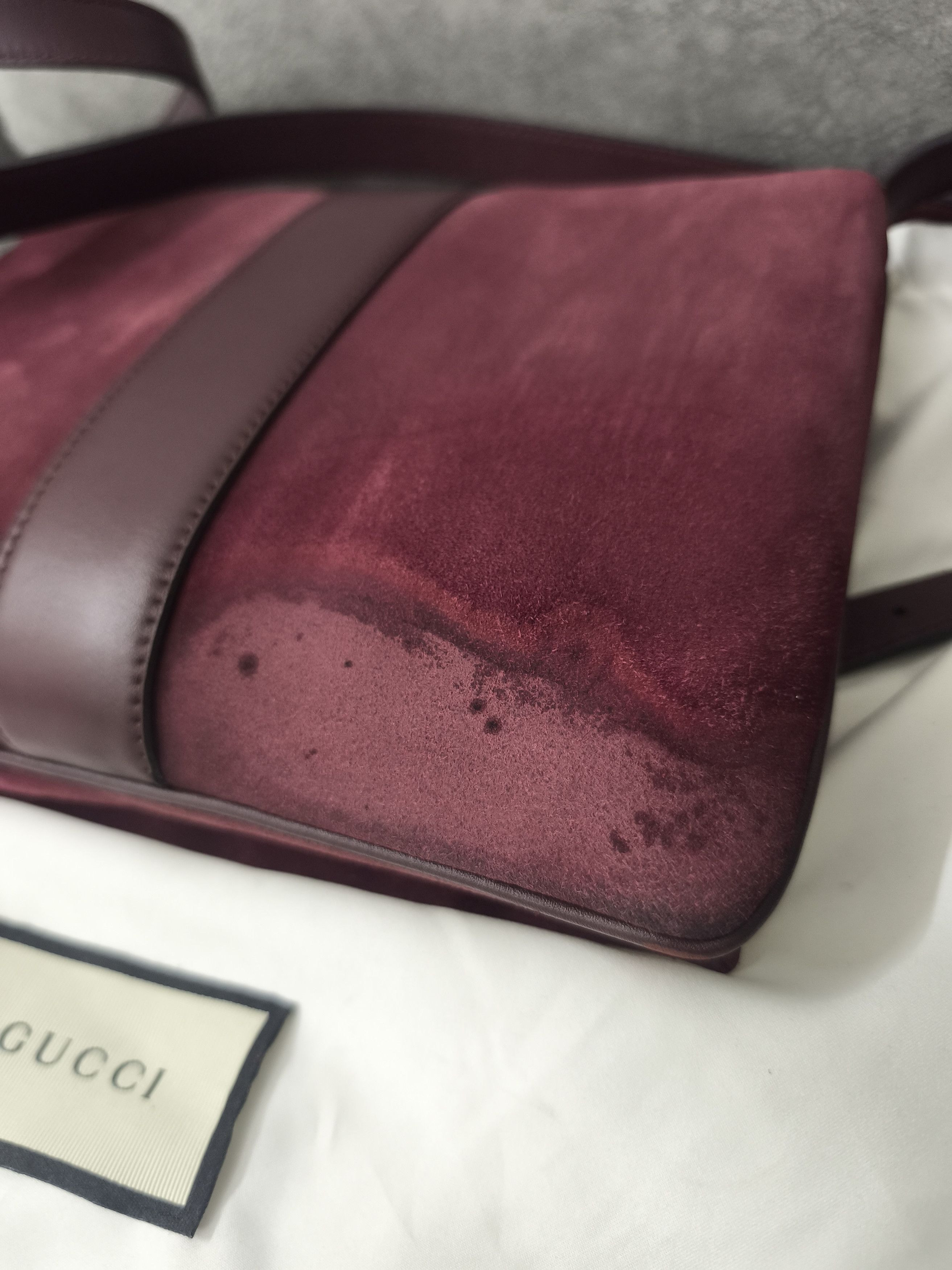 Gucci Gucci GG Marmont Suede Leather Shoulder Bag - Burgundy Size ONE SIZE - 4 Thumbnail