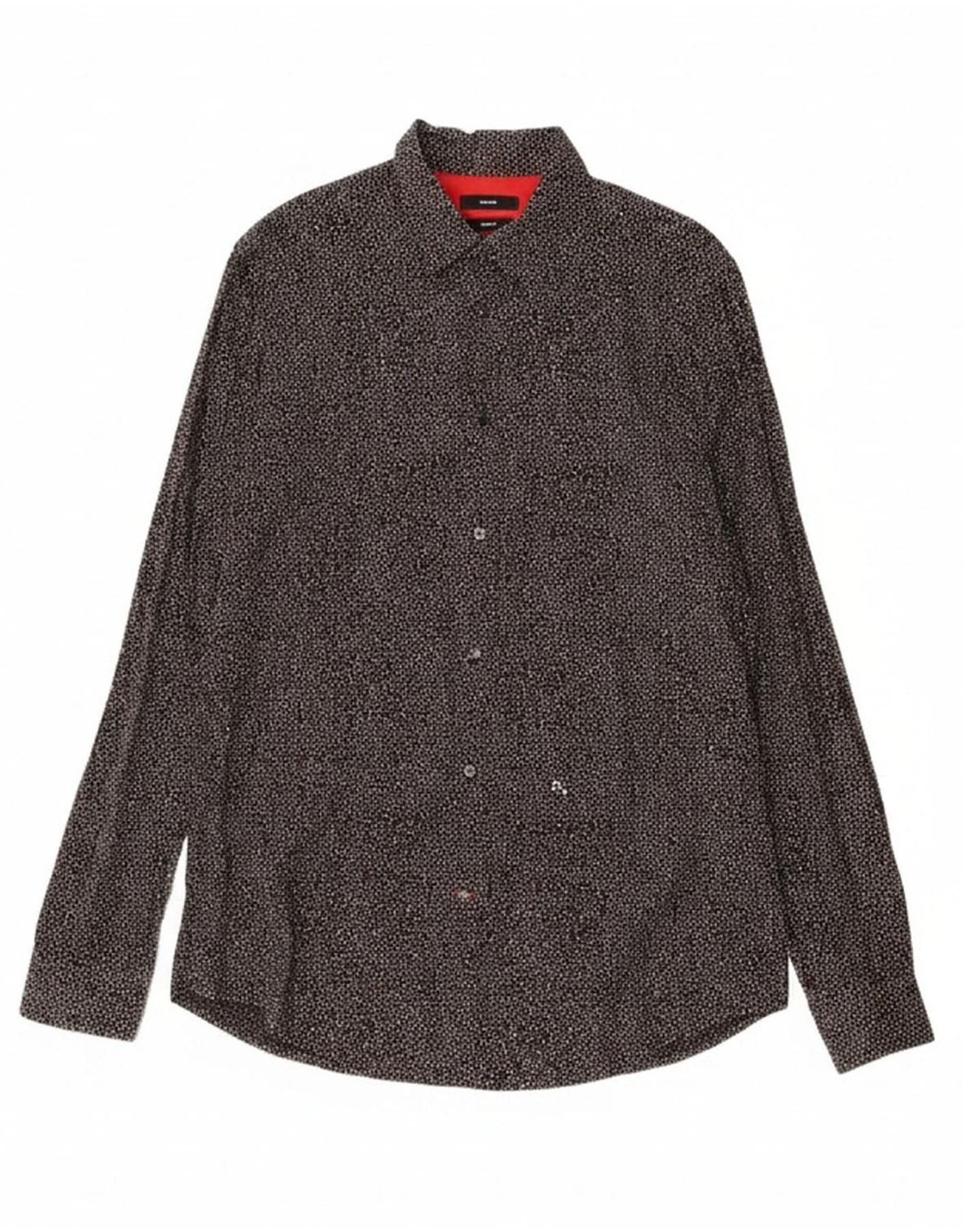 Diesel Mens Slim Fit Shirt 2XL Black Spotted Cotton Size US XXL / EU 58 / 5 - 1 Thumbnail