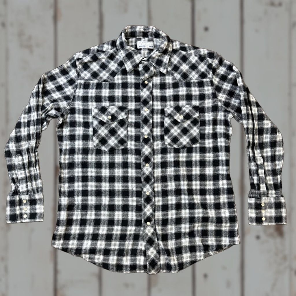 Wrangler Wrangler Shirt Mens L Black Plaid Flannel Pearl Snap Long Sleeve Cotton Wrancher Size US L / EU 52-54 / 3 - 1 Thumbnail