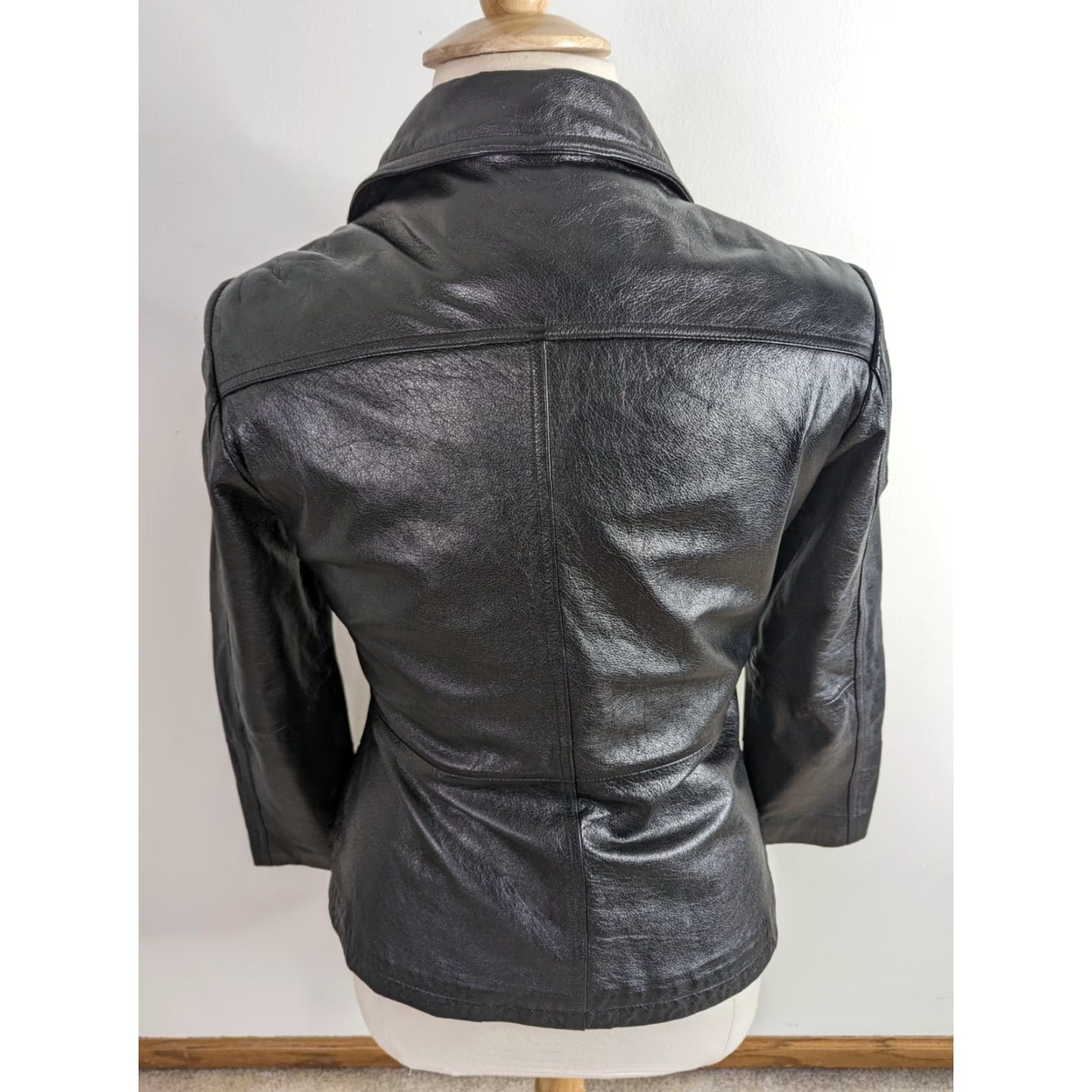 Wilson VINTAGE Wilson's Black Leather Jacket Coat Women Large Moto Bomber Y2K 00s Size L / US 10 / IT 46 - 3 Thumbnail