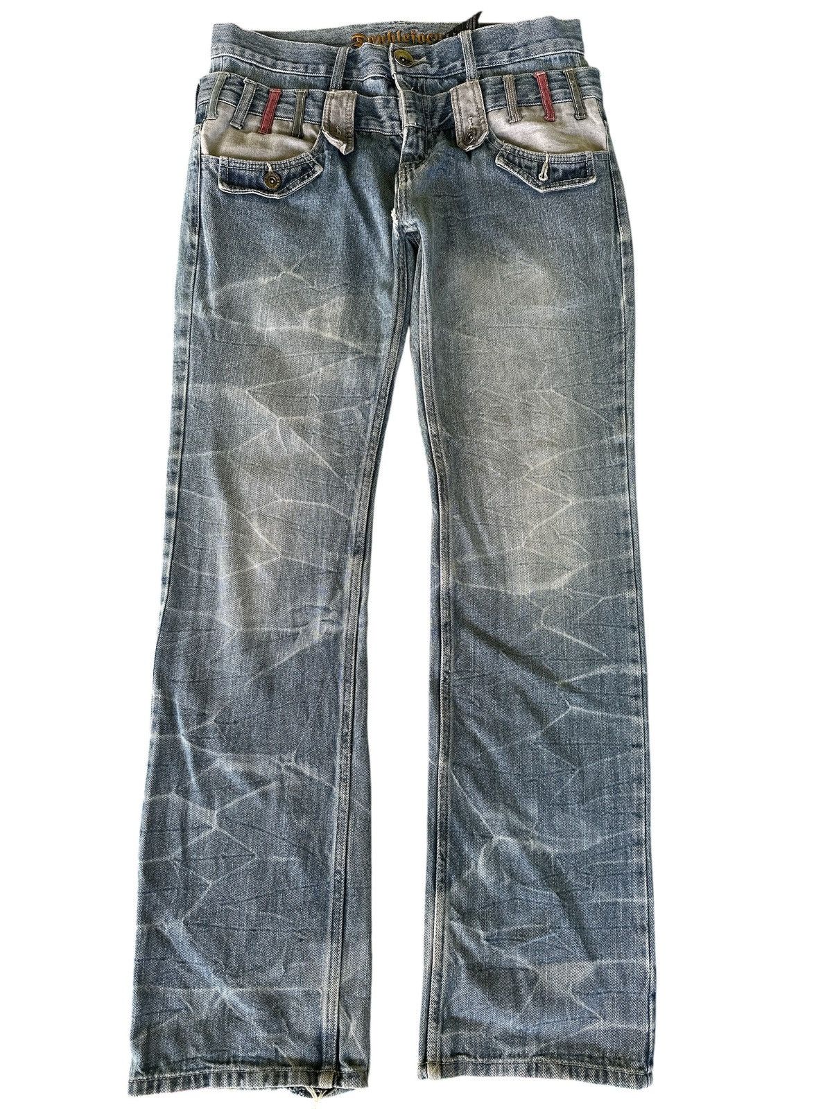 Kapital Distress Double Waist Double Focus Light Blue HoneyComb Size US 32 / EU 48 - 1 Thumbnail