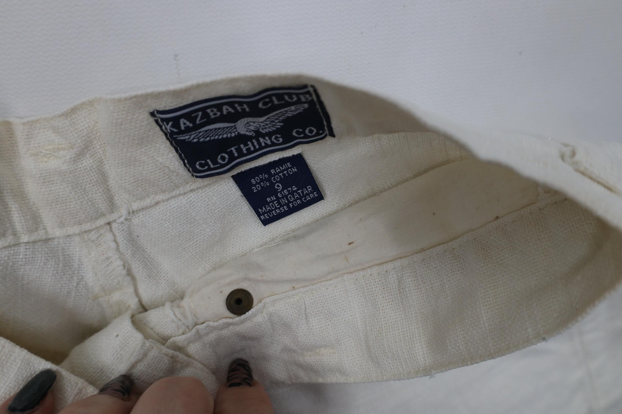 Vintage Vintage 80s 90s Streetwear Weave Shorts Cream Ramie Cotton Size 30" / US 8 / IT 44 - 6 Thumbnail