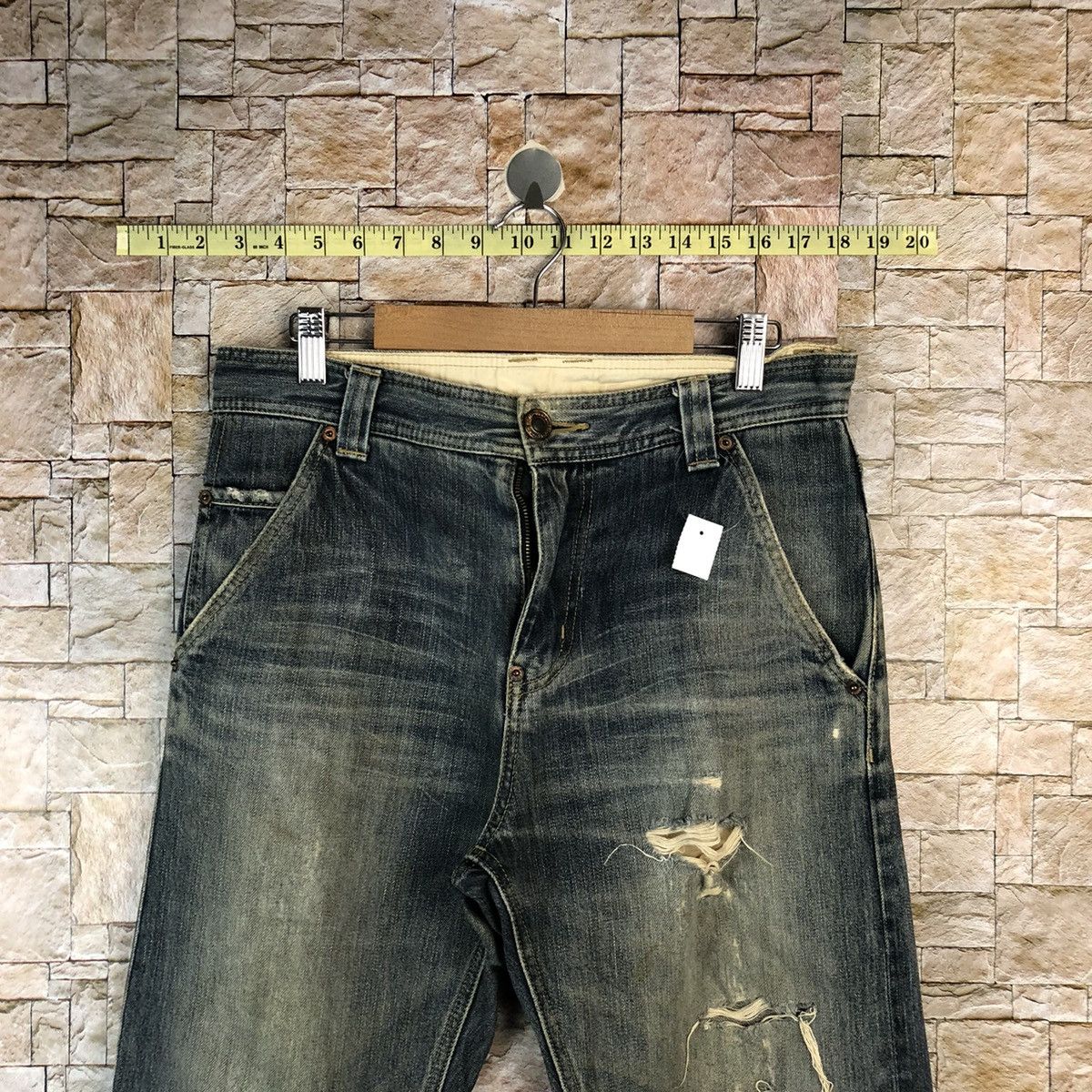Japanese Brand Top Valu Blue Distressed Denim Pants #A1117 Size US 30 / EU 46 - 4 Thumbnail