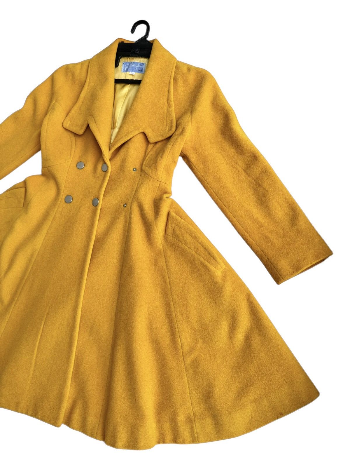 Mugler 🔥Rare Vintage 80s Thierry Mugler Mustard Yellow Wool Coat Size M / US 6-8 / IT 42-44 - 5 Thumbnail