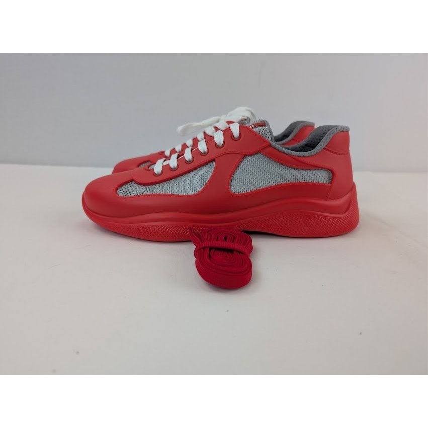 Prada o1rshd1 Calzature Uomo Icon Soft Lace Up Sneaker in Rosso Size US 9 / EU 42 - 11 Thumbnail