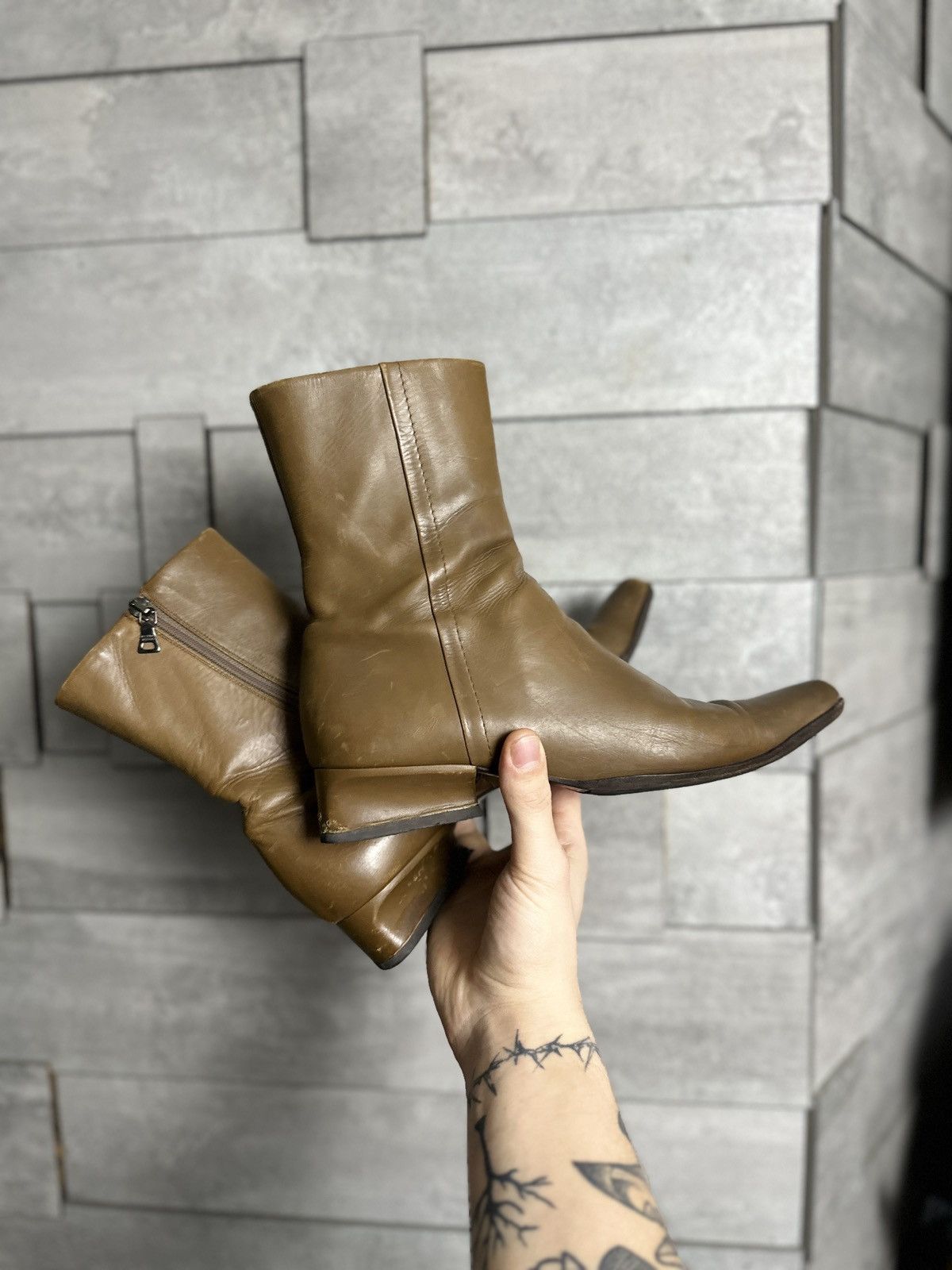 Prada Crazy Prada Vintage Leather Biker Boots Size US 8 / IT 38 - 1 Thumbnail
