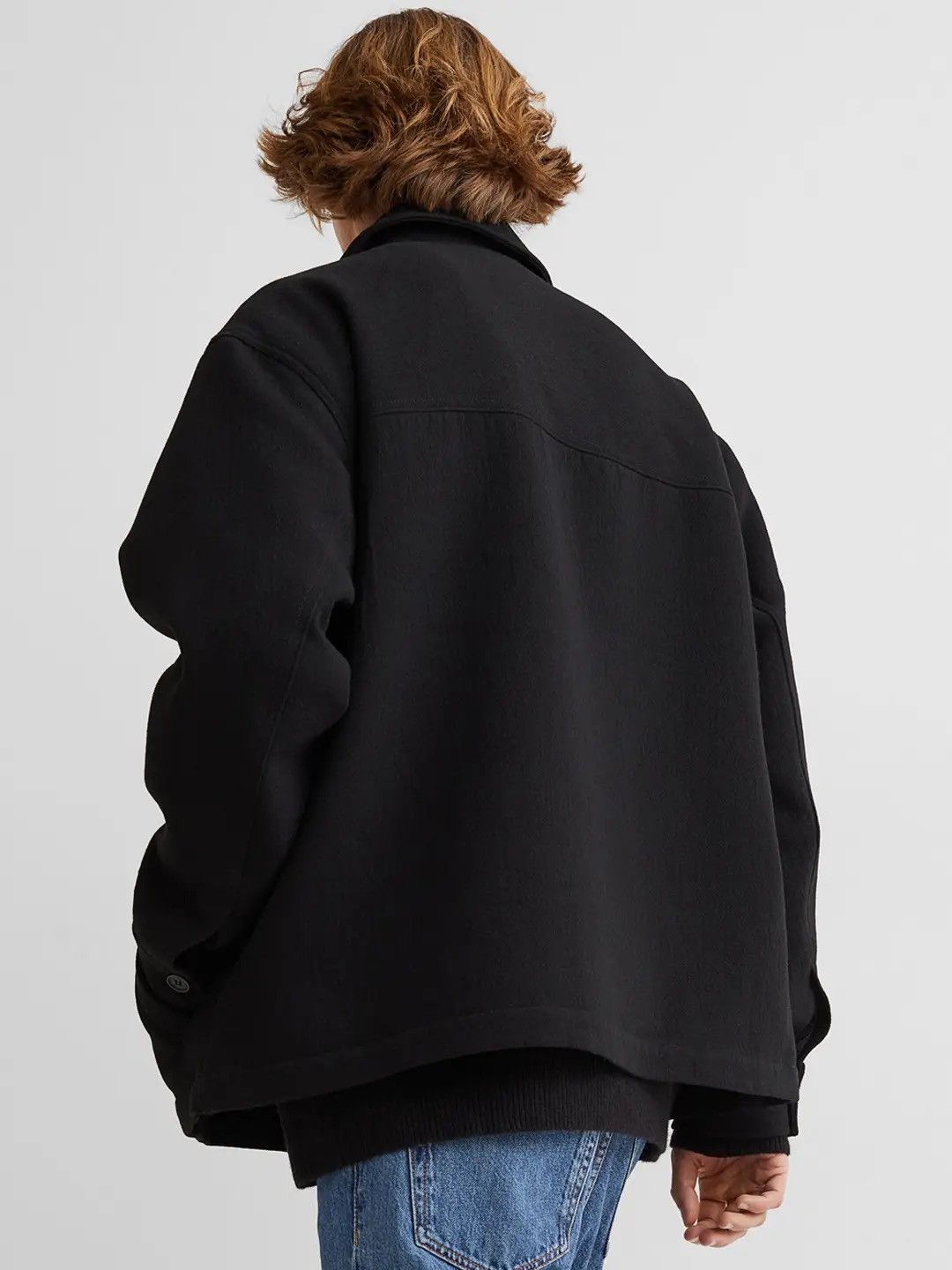 H&M H&M Men Black Solid Wool Blend Collar Jacket XL Size US XL / EU 56 / 4 - 18 Thumbnail