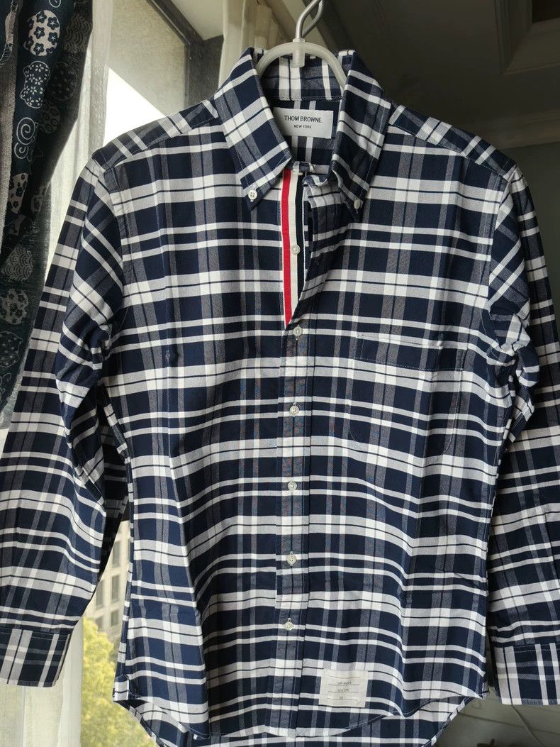 Thom Browne Thom Browne Blue and white checkered shirt Size US S / EU 44-46 / 1 - 1 Thumbnail