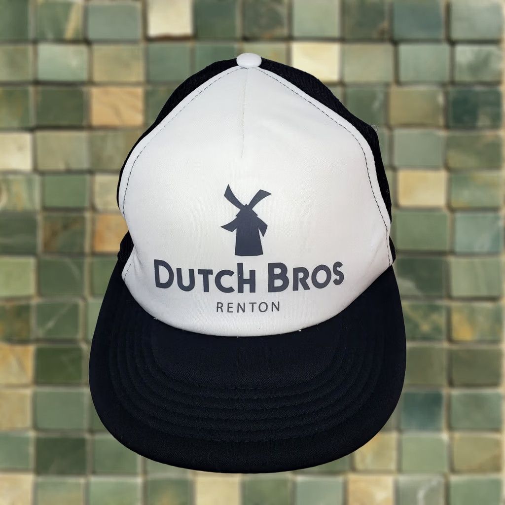 Vintage DISTRICT Dutch Bros Renton WA White Black Trucker Hat Cap New Without Tags Size ONE SIZE - 1 Thumbnail