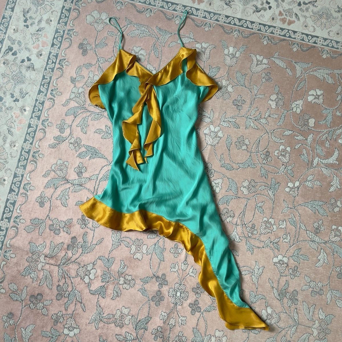 Other Romantic Green Silk Mini Slip Dress (S–M) Size M / US 6-8 / IT 42-44 - 8 Thumbnail