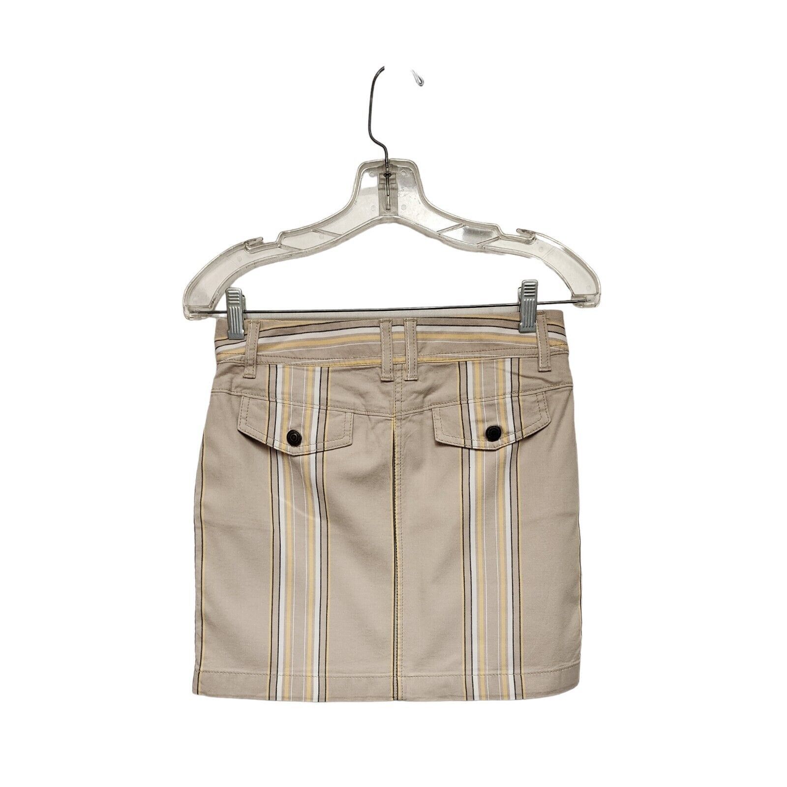 Ann Taylor Ann Taylor LOFT Women's 00P- Beige & Yellow Mini Skirt Size 24" / US 00 / IT 34 - 2 Thumbnail