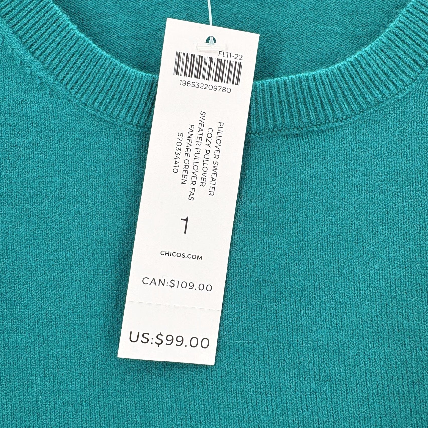 Vintage Chicos Sweater Womens M Green Cozy Pullover Balloon Sleeve Knit Top Soft Crew Neck Long Sleeve Size M / US 6-8 / IT 42-44 - 5 Thumbnail