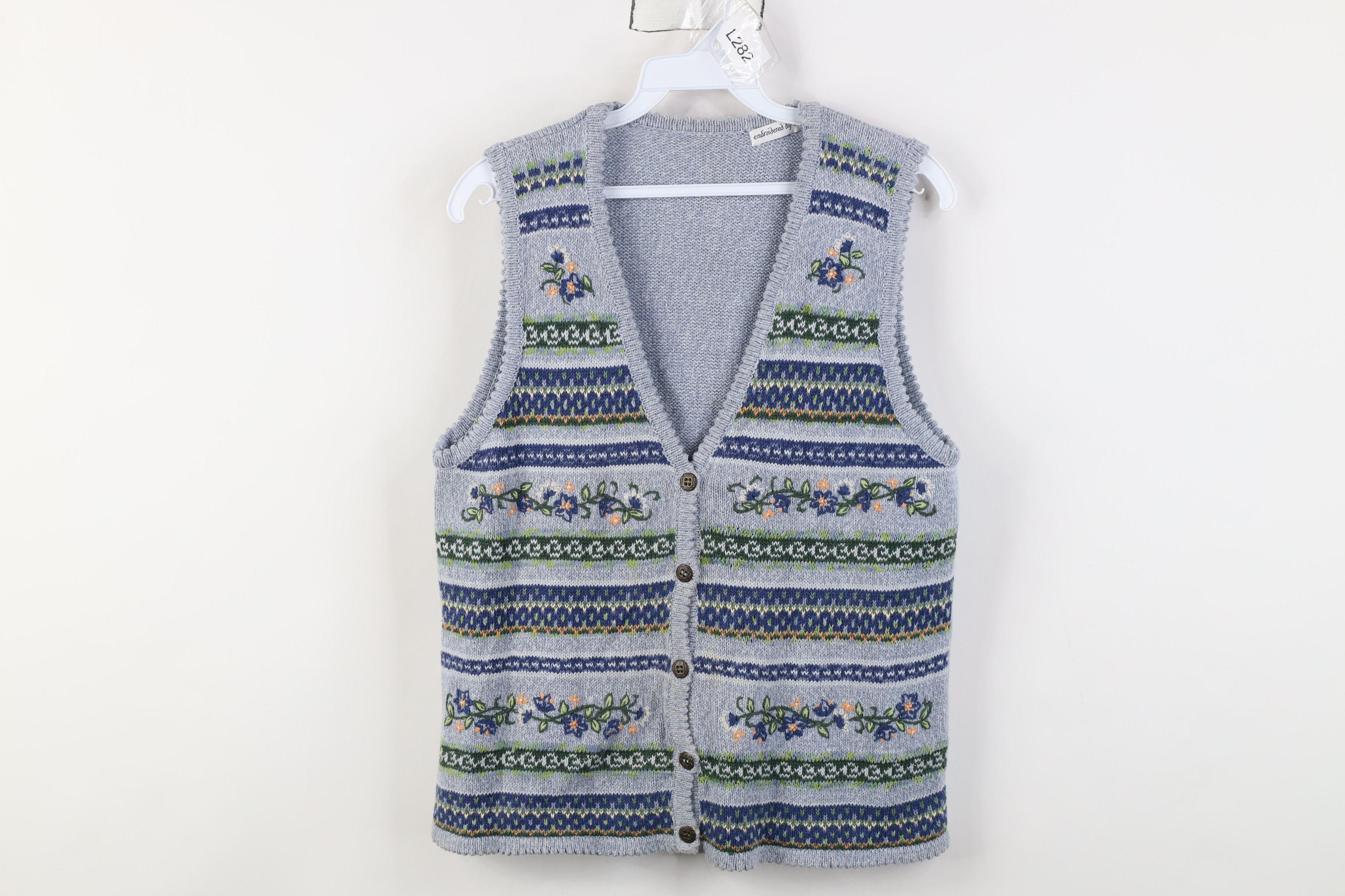 Vintage Vintage 90s Streetwear Embroidered Fair Isle Sweater Vest Size S / US 4 / IT 40 - 1 Thumbnail