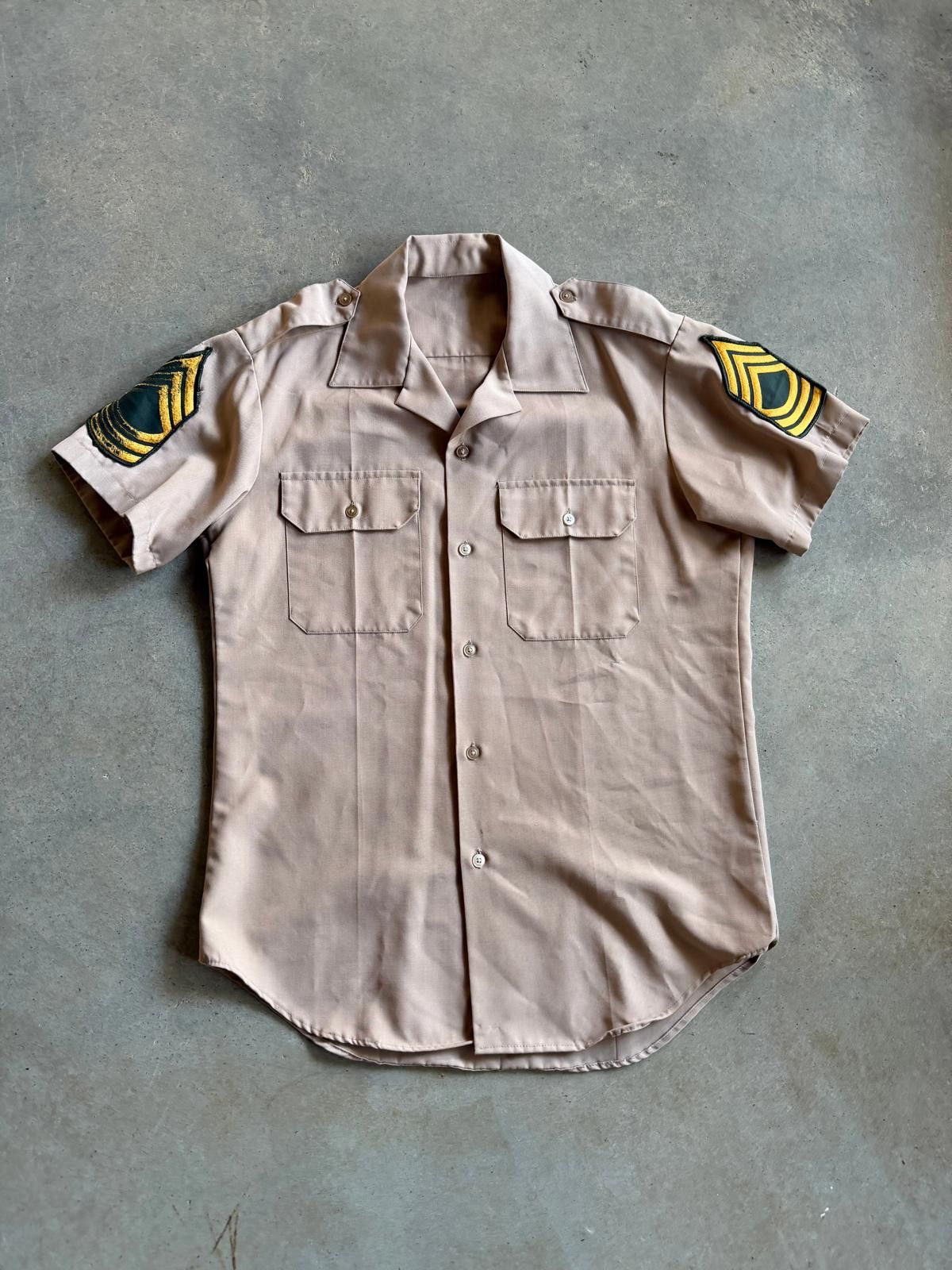 Vintage VTG Military Master Sergeant Tan Button Up Shirt S M Size US M / EU 48-50 / 2 - 1 Thumbnail