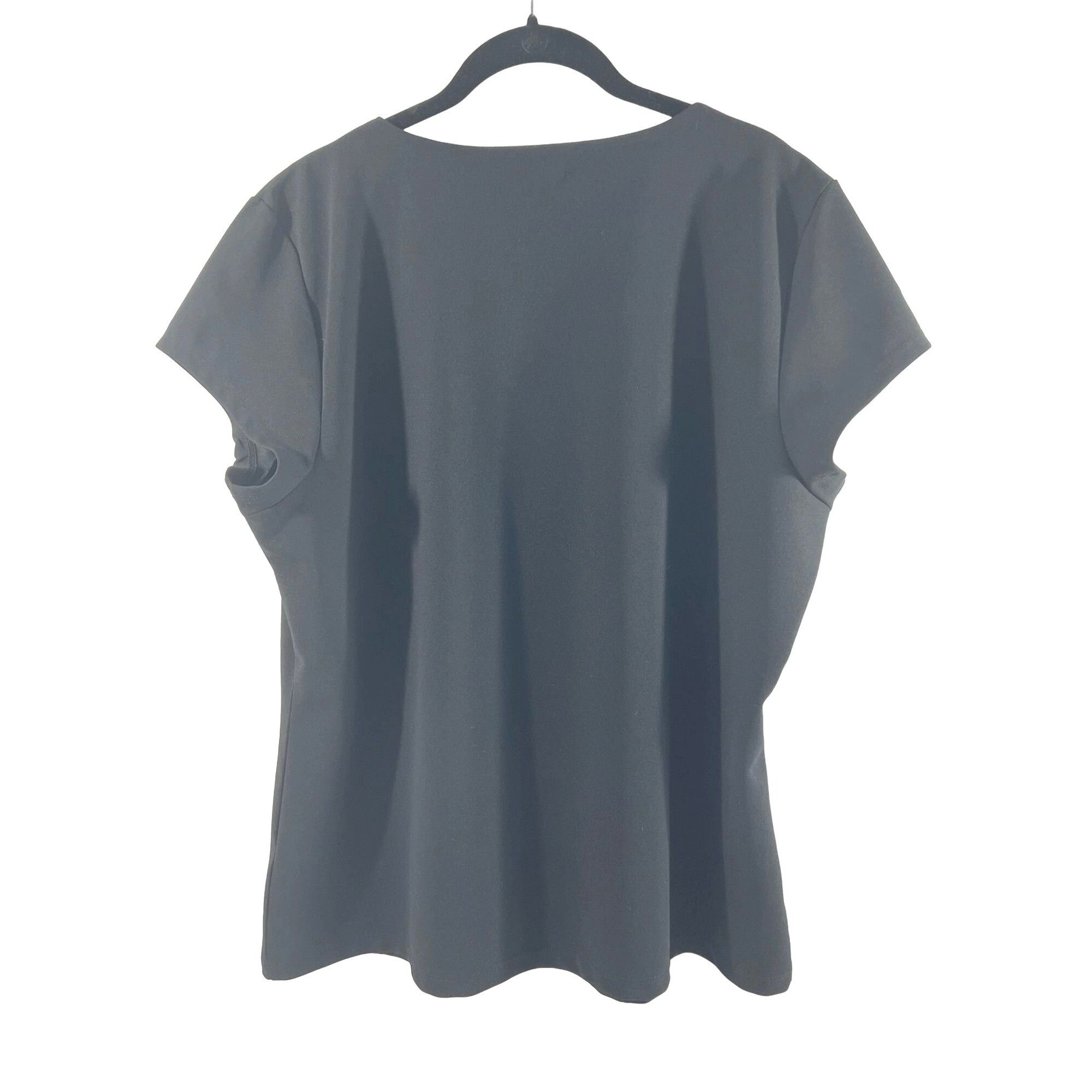 Liz Claiborne Liz Claiborne Black Short Sleeved Blouse XXL Size XXL / US 16-18 / IT 52-54 - 2 Thumbnail