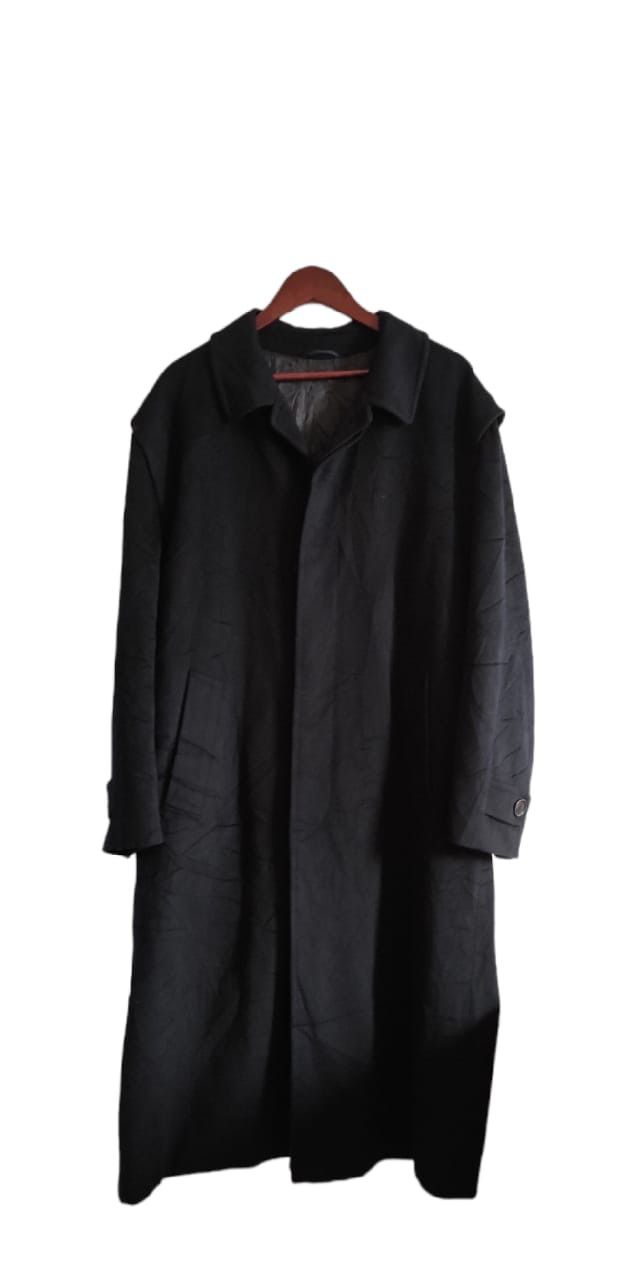 image of Vintage Hugo Boss Mens Cashmere Wool Over Classic Coat in Dark Navy (Size 2XL)