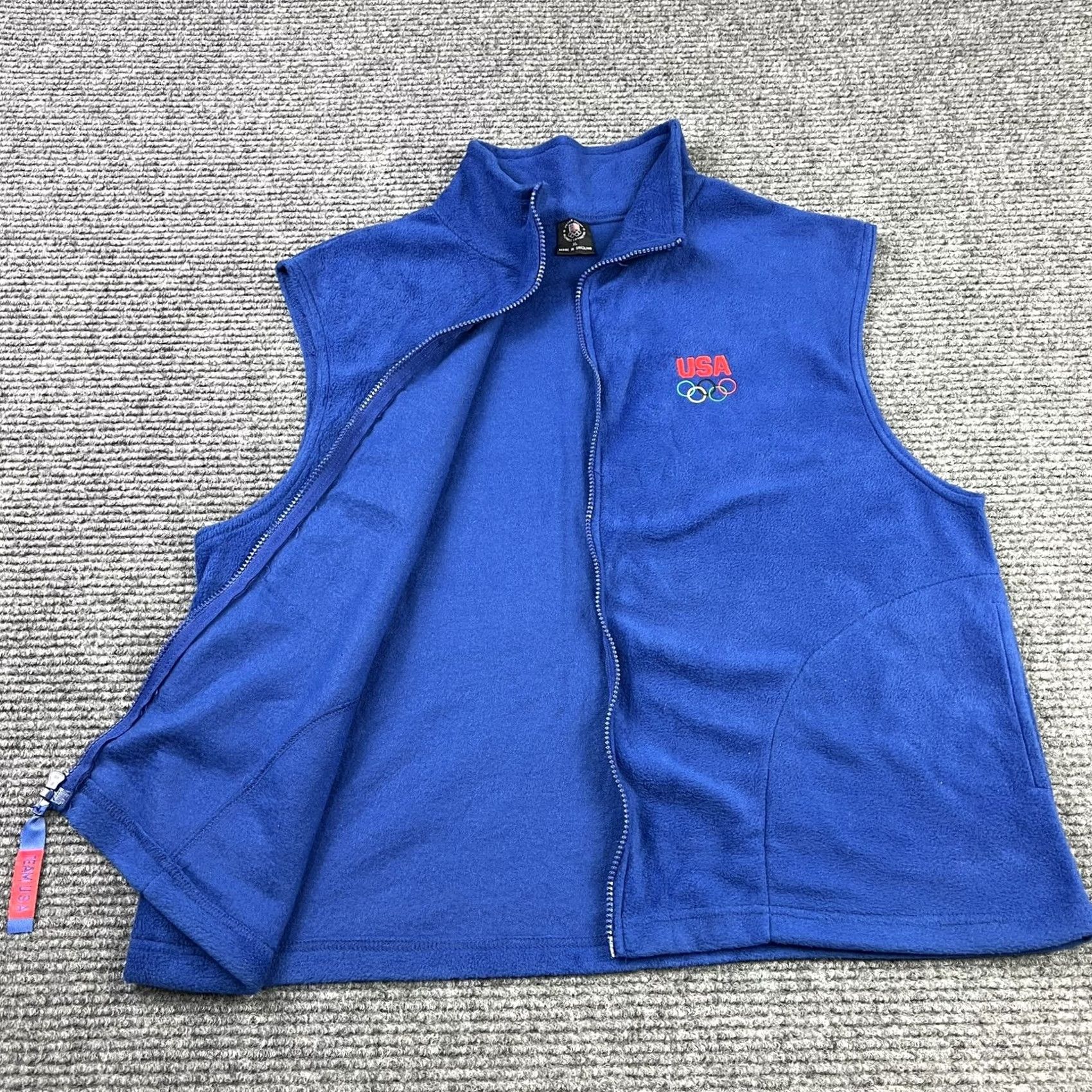 Vintage VINTAGE 90s Blue Fleece Full Zip XL Embroidered USA Olympics Logo Vest Size US XL / EU 56 / 4 - 7 Thumbnail
