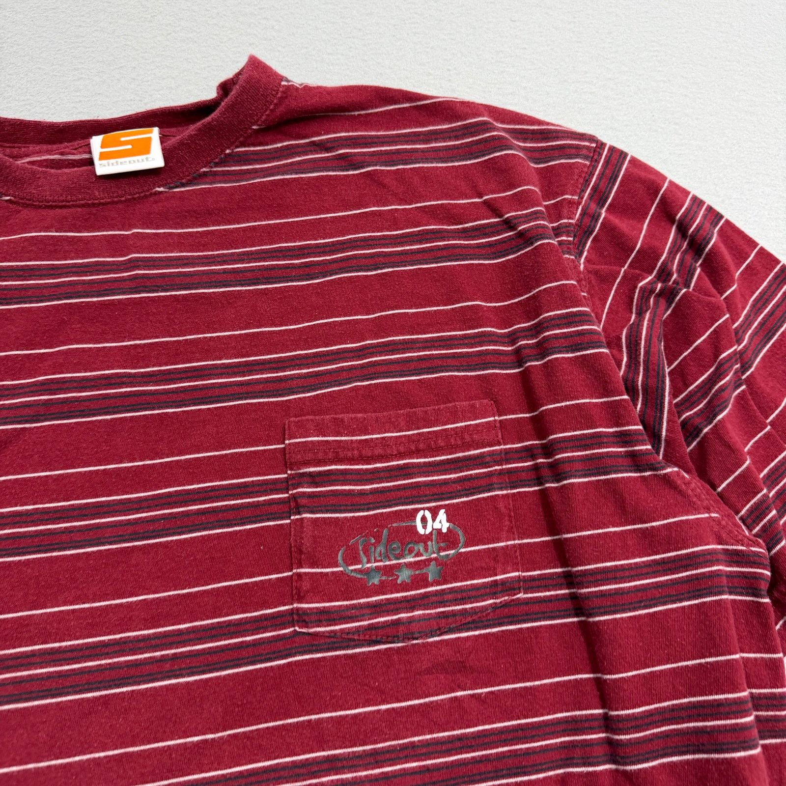 Vintage Vintage Sideout Striped Shirt Men's Large Red Pocket Tee y2k Size US L / EU 52-54 / 3 - 3 Thumbnail