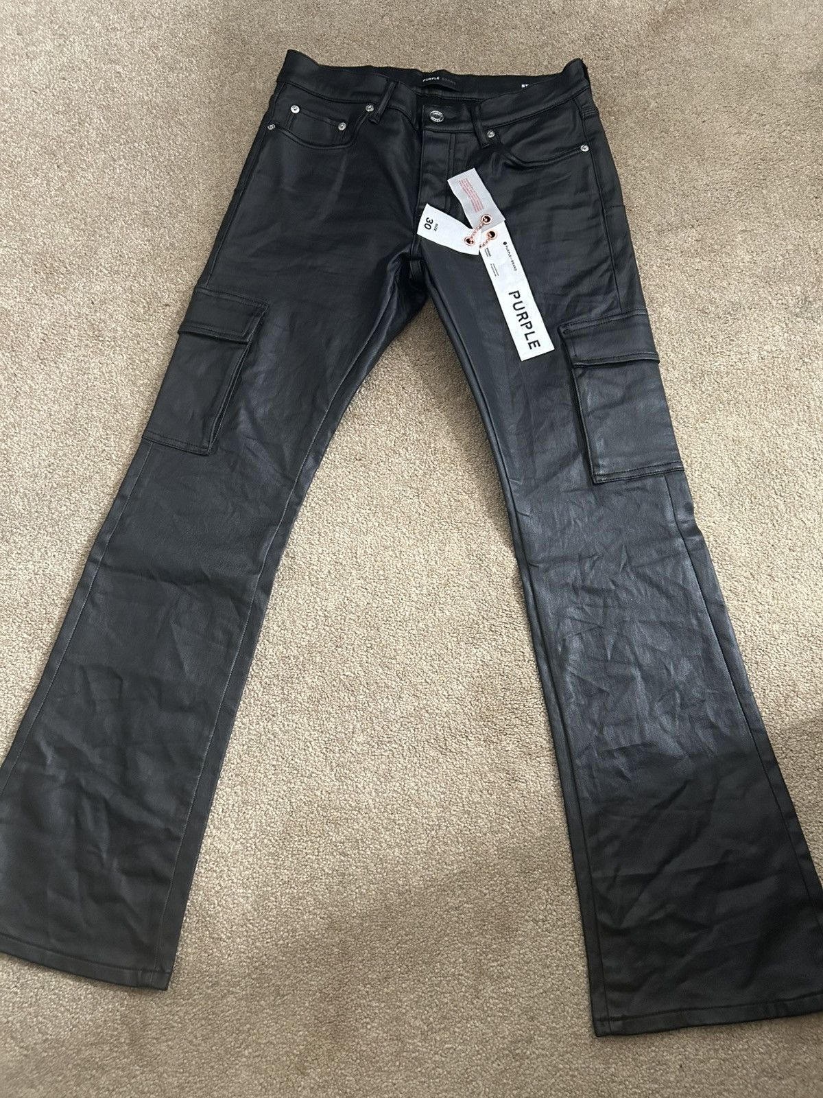 Purple Brand Men's Patent Film Cargo Pants Size US 30 / EU 46 - 1 Thumbnail