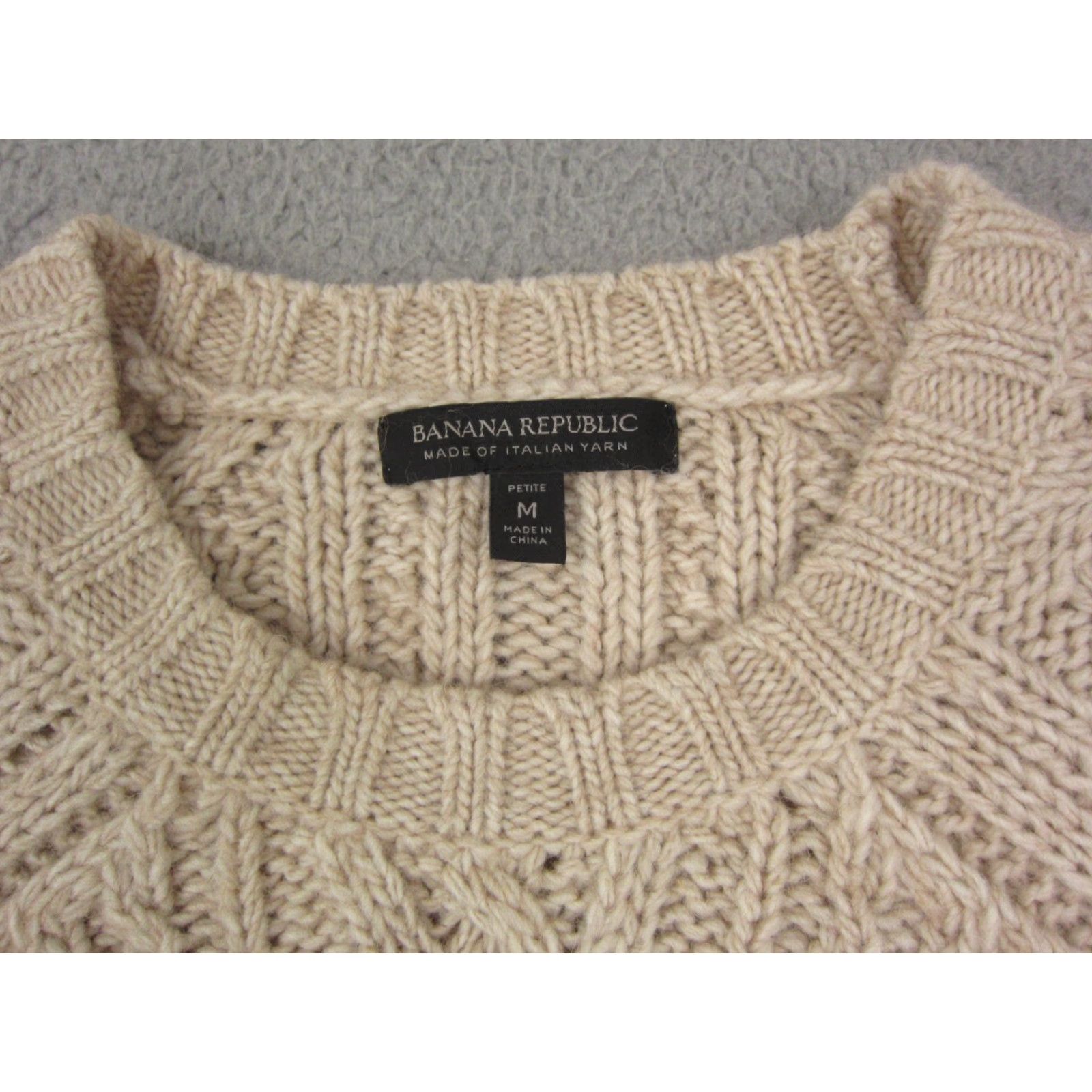 Banana Republic Banana Republic Sweater Womens Petite Medium Beige Cable Knit Fringe Wool Alpaca Pullover Crew Neck Long Sleeve Size M / US 6-8 / IT 42-44 - 3 Thumbnail