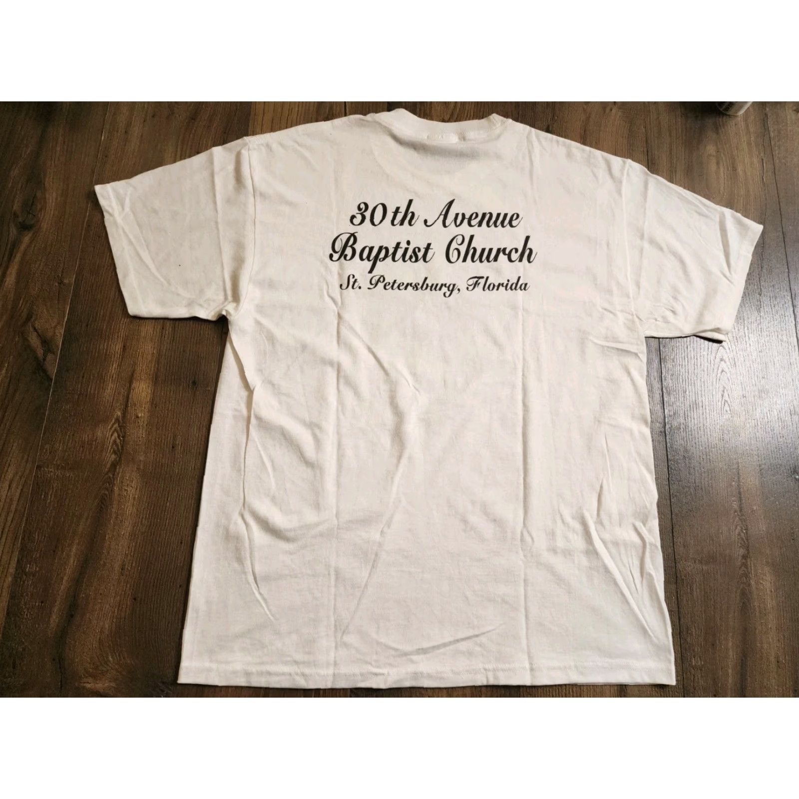 Hanes VINTAGE Hanes T-Shirt Mens L Jesus Loves The Little Children Double Sided White Cotton Crew Neck Short Sleeve Size US L / EU 52-54 / 3 - 2 Thumbnail