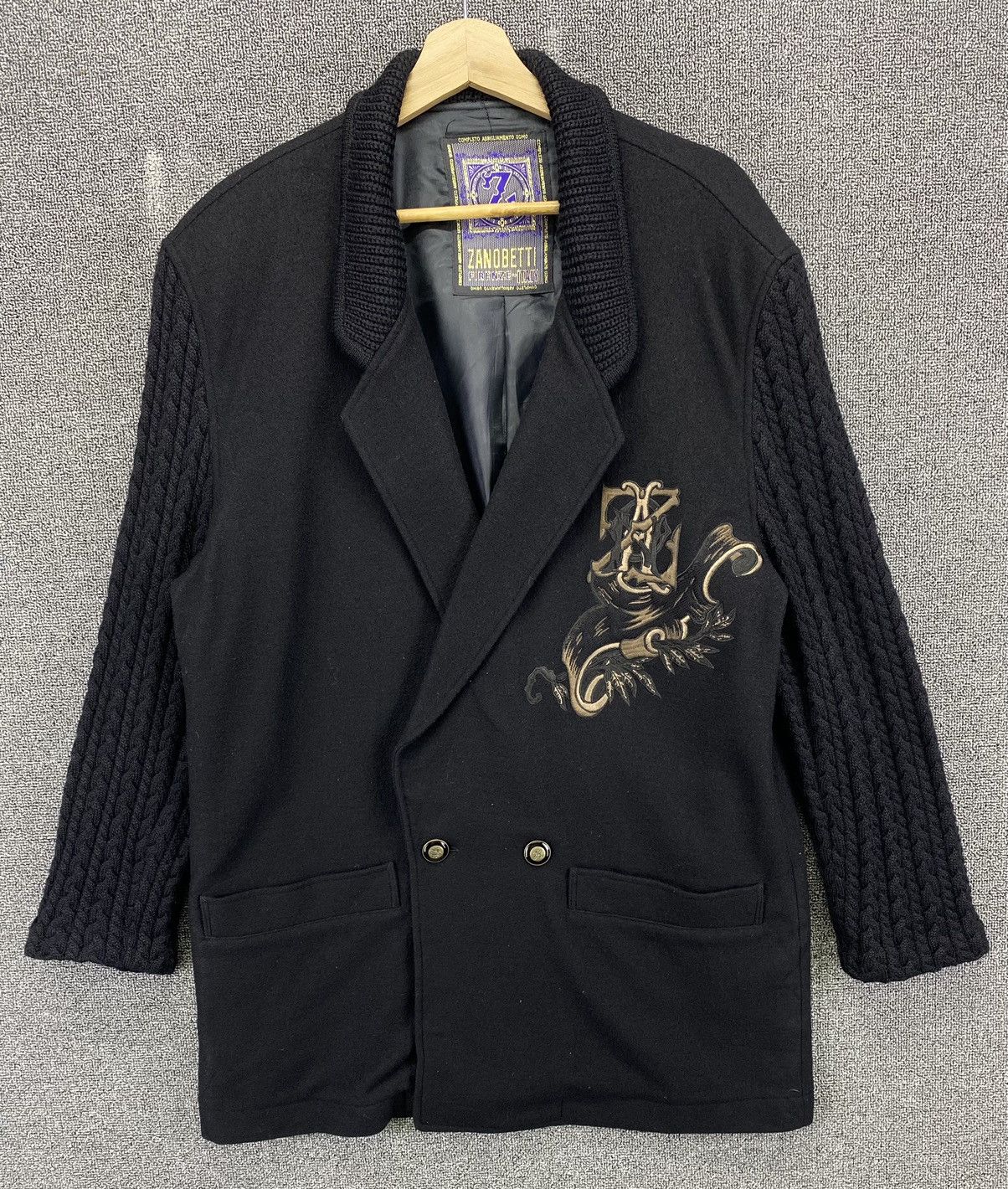 Japanese Brand Vintage Zanobetti Italia Wool Knitted Embroidery Coat Jacket Size XL / US 12-14 / IT 48-50 - 1 Thumbnail