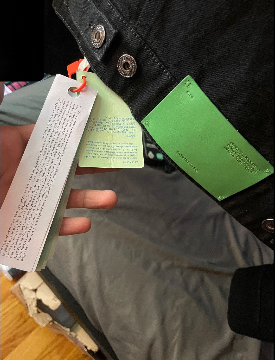 Off-White Off-White Varsity Patch Logo Black Denim Jean Jacket Size US S / EU 44-46 / 1 - 14 Thumbnail