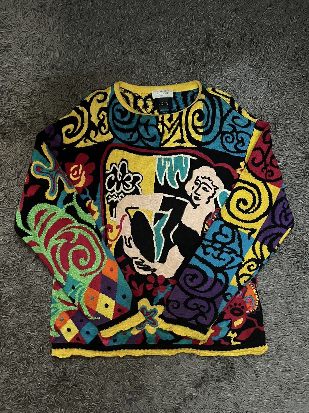 Yoshiyuki Konishi 1990s hand knit bold abstract artwork #D1 Size US L / EU 52-54 / 3 - 5 Thumbnail