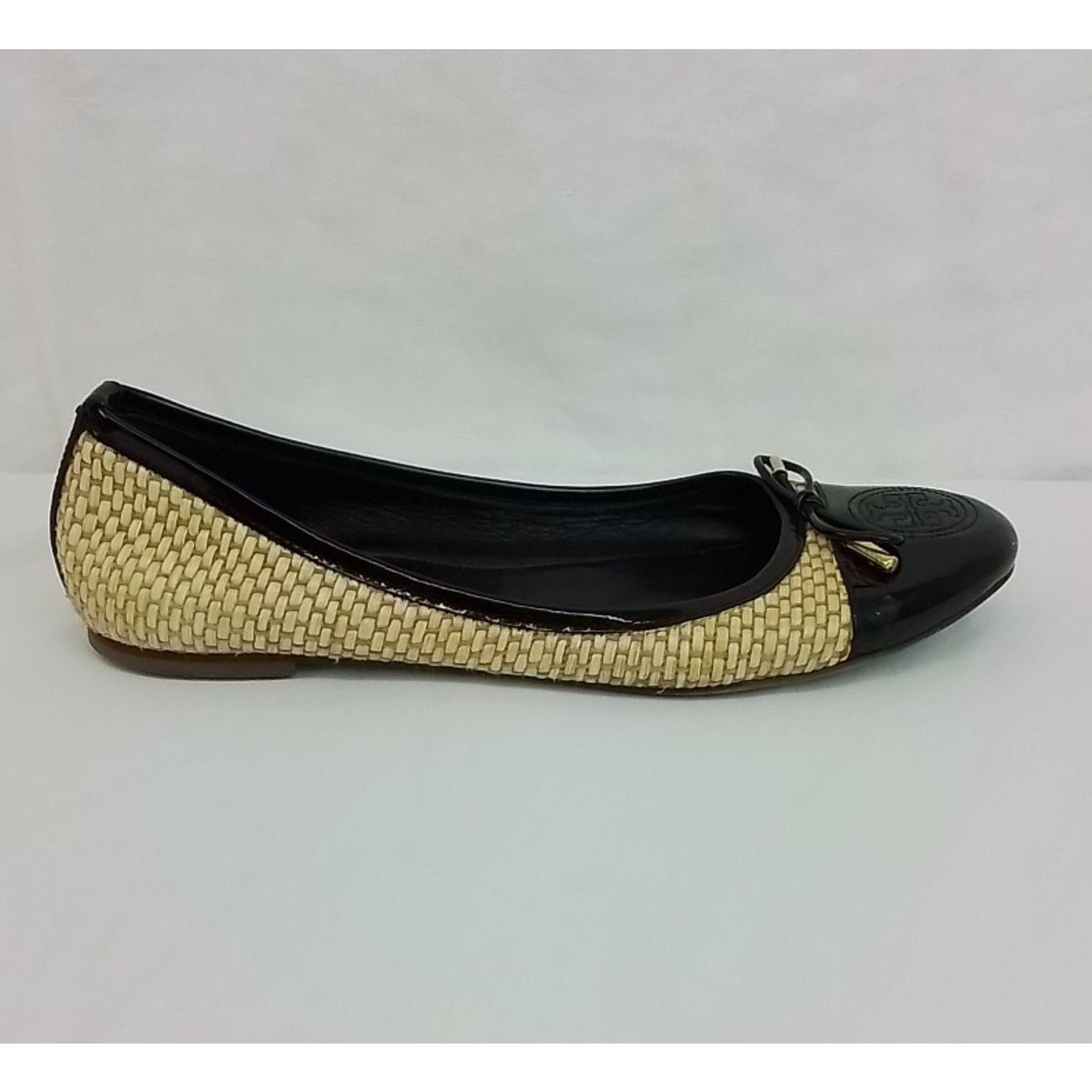 Tory Burch Tory Burch Leather Flat Women's US 10 Black Beige Espadrille Size US 10 / IT 40 - 6 Thumbnail