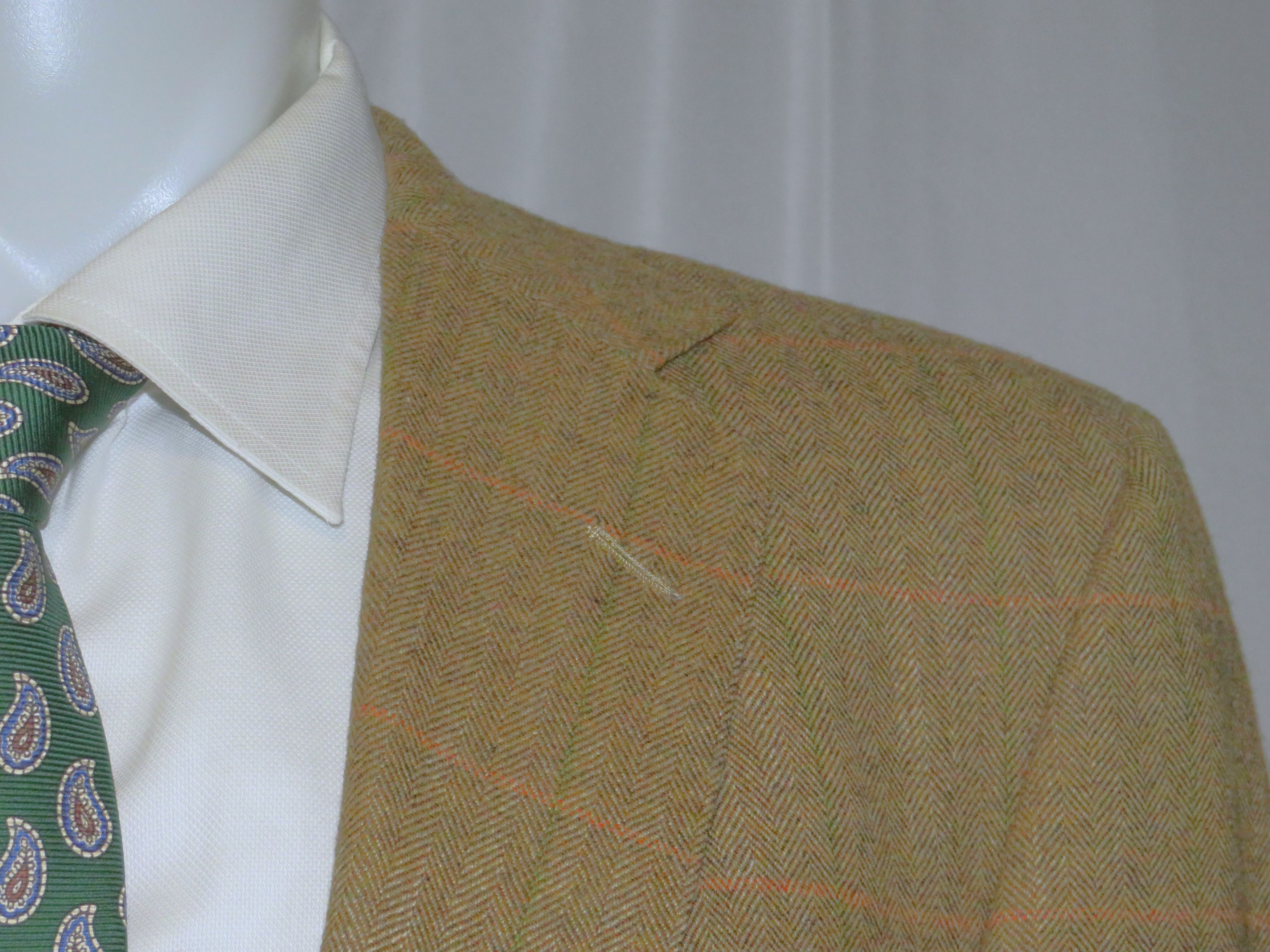 Oxxford Clothes Highest Quality Light Brown HBONE Cashmere Blend Blazer 42L Size 42L - 5 Thumbnail