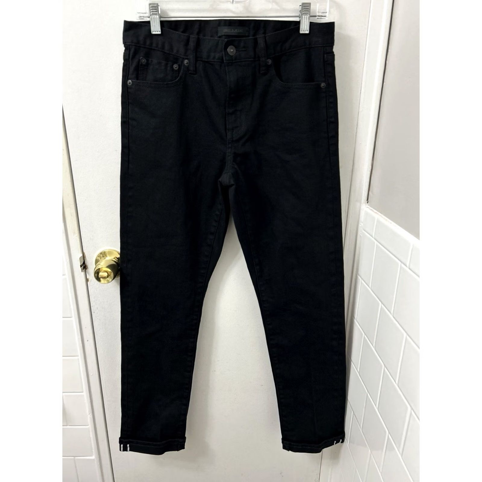 Uniqlo UNIQLO JEANS Slim Straight Jeans Mens 30x32 Black Selvedge Stretch Denim Button Fly 5-Pocket Baggy? No. Size US 30 / EU 46 - 2 Thumbnail