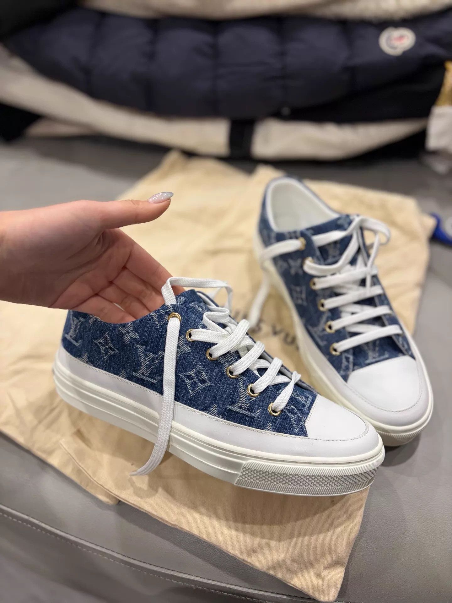 Louis Vuitton LV Monogram Denim Board Shoes EUR 37 (Fits 38) Size US 6.5 / IT 36.5 - 2 Thumbnail