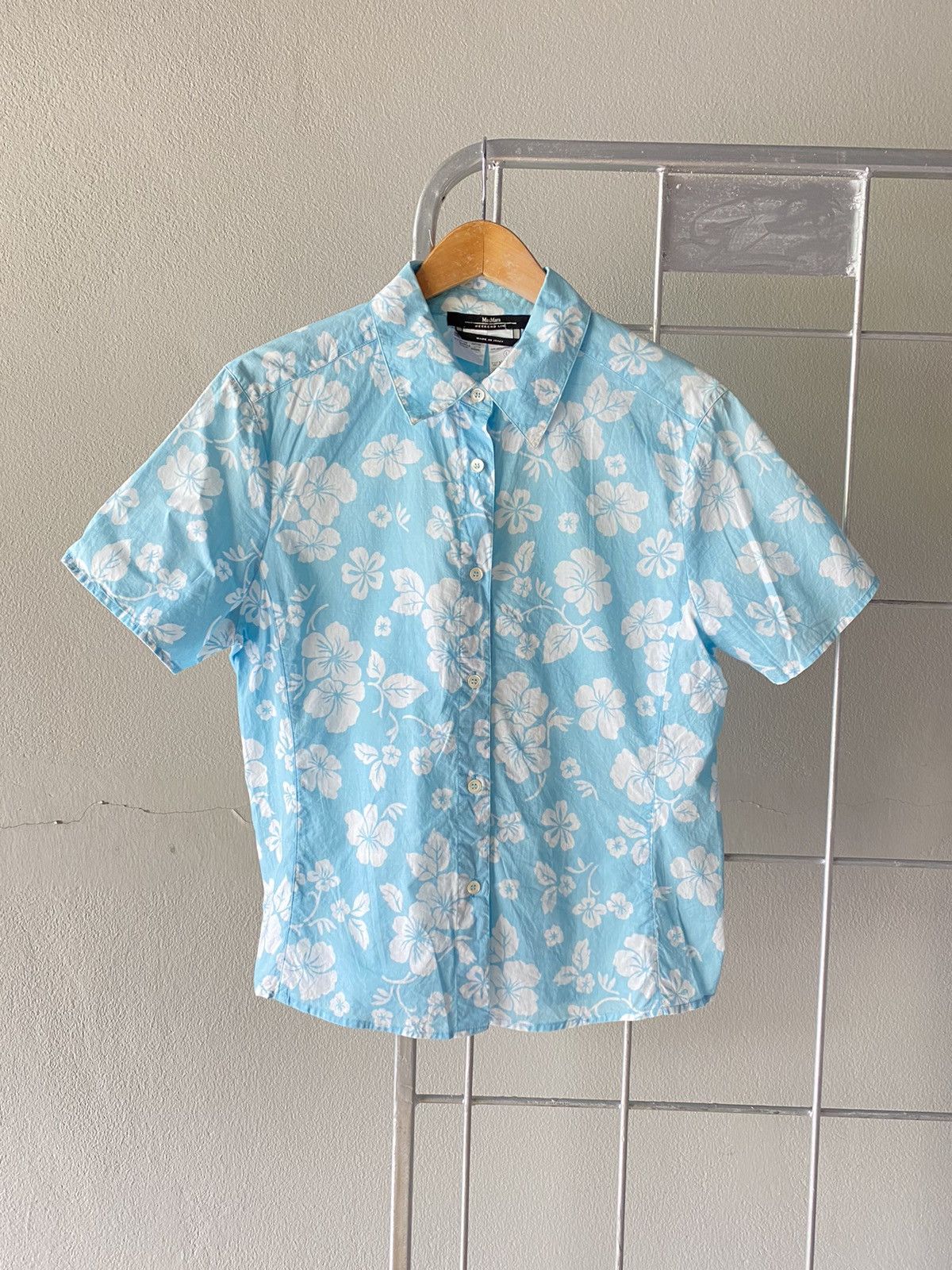 Max Mara blue flower print shirt