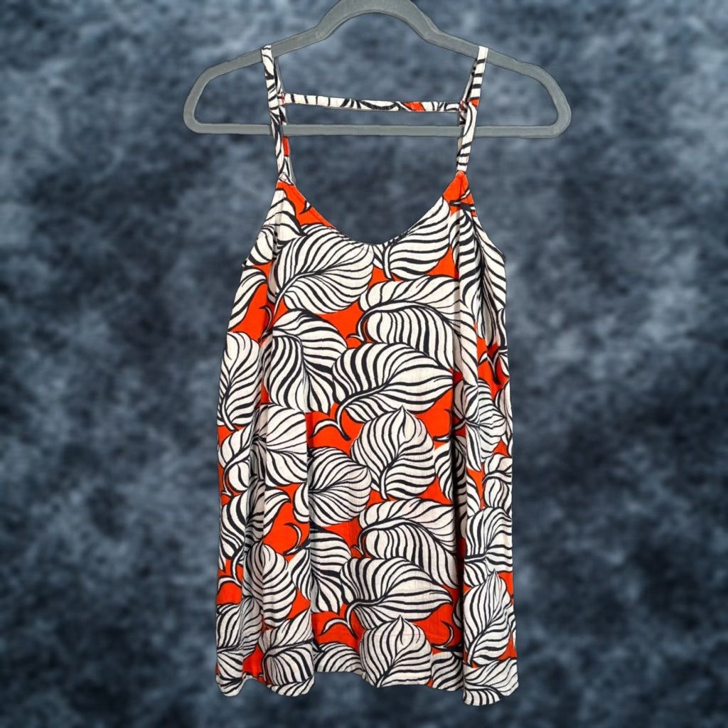 Madewell Madewell XS Strappy Top With Bold Black White Leaf Print On Orange Size XS / US 0-2 / IT 36-38 - 1 Thumbnail
