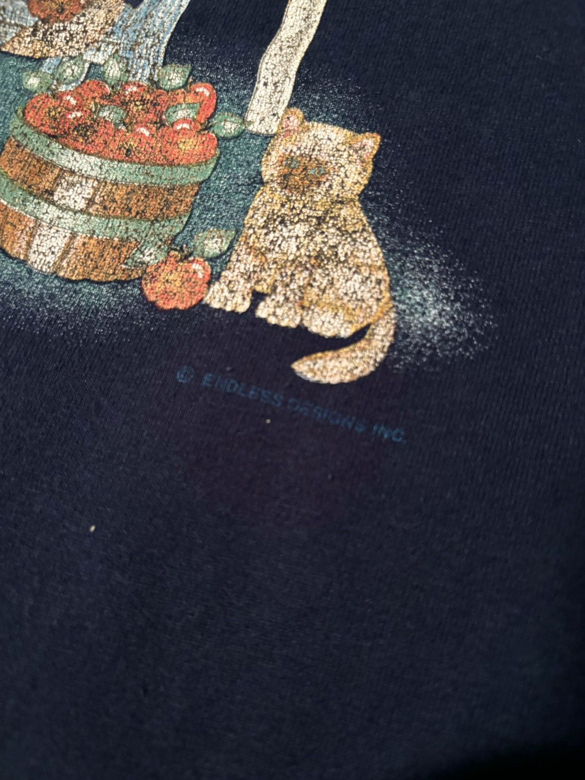 Jerzees Cats Graphic Tee Granny Core Retro Design Navy Blue Crewneck Size US L / EU 52-54 / 3 - 3 Thumbnail