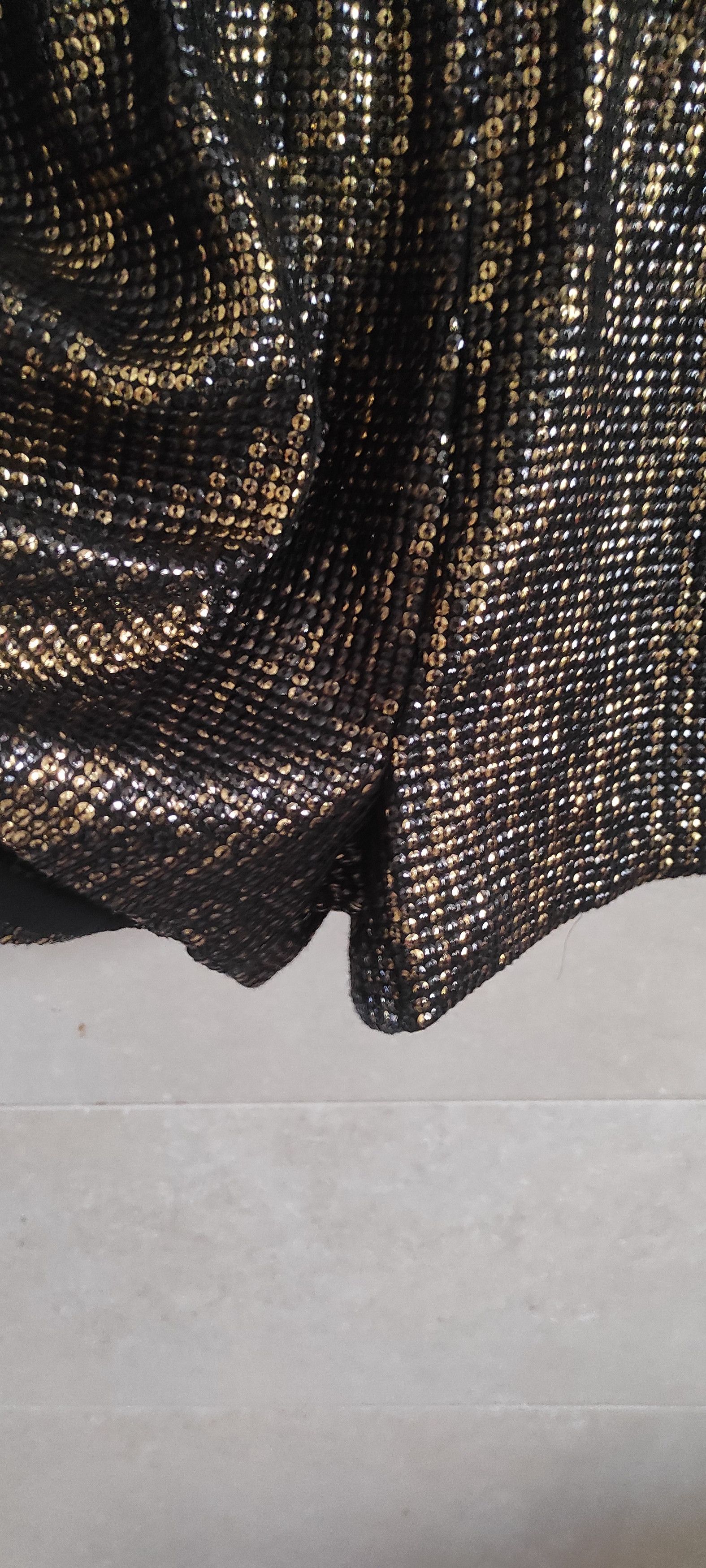 Zara ZARA Jumpsuit Gold Sequin Black Metallic Long Sleeve Romper Size 26" / US 2 / IT 38 - 10 Thumbnail