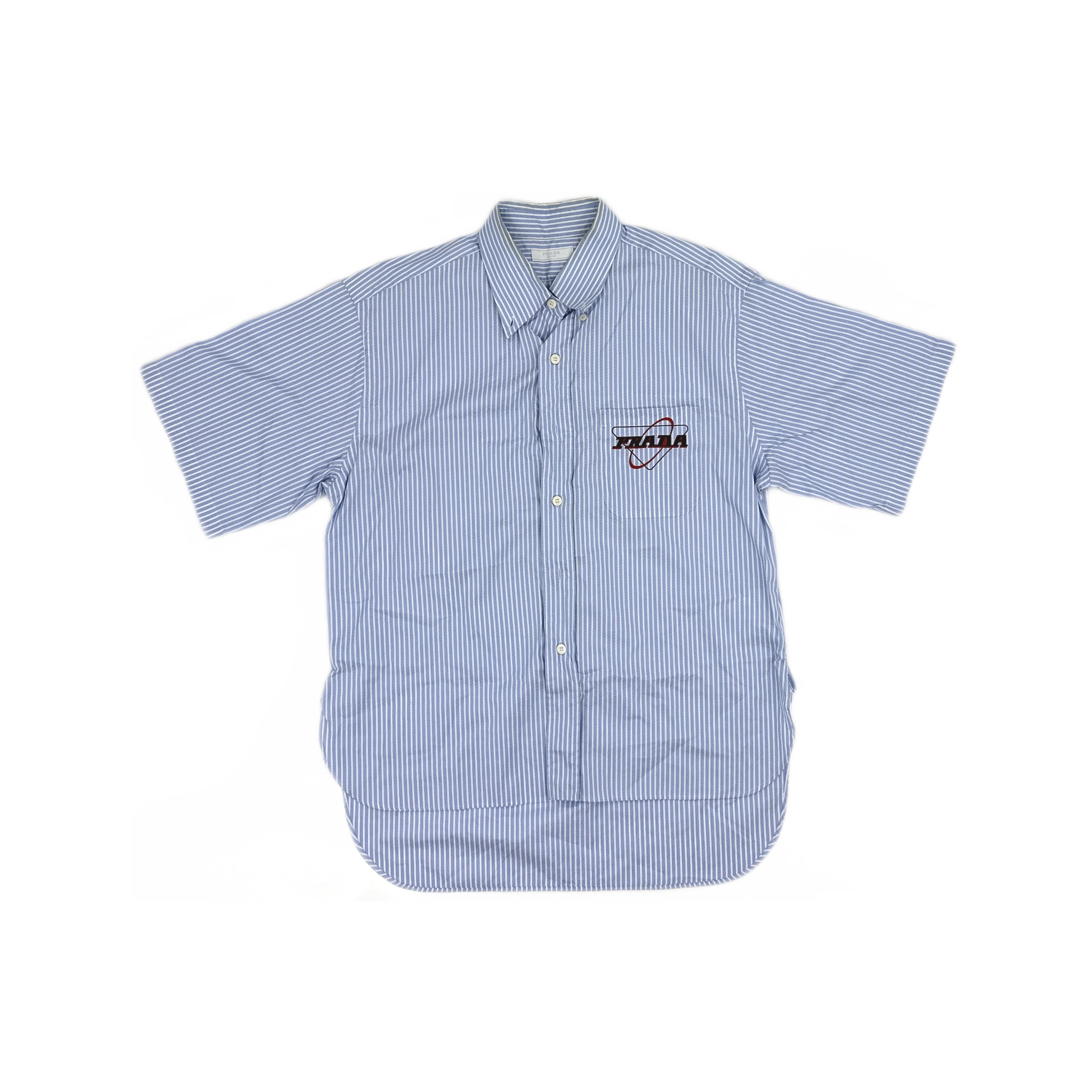 Prada Prada Striped Logo Short Sleeve Shirt Size L Size US L / EU 52-54 / 3 - 1 Thumbnail