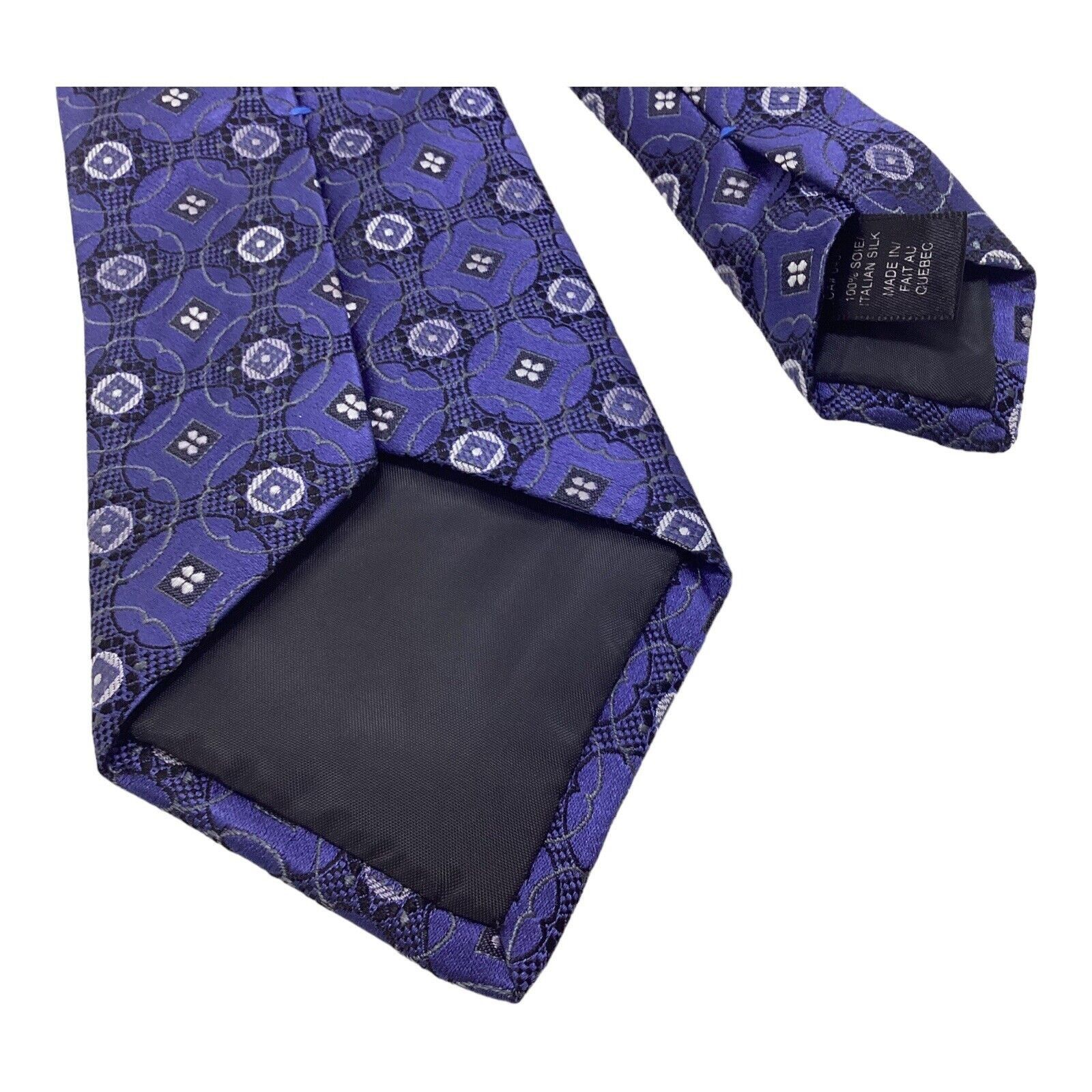 Other POLIFRONI Milano Blue Medallion Print Silk Tie Made In Quebe Size ONE SIZE - 4 Thumbnail