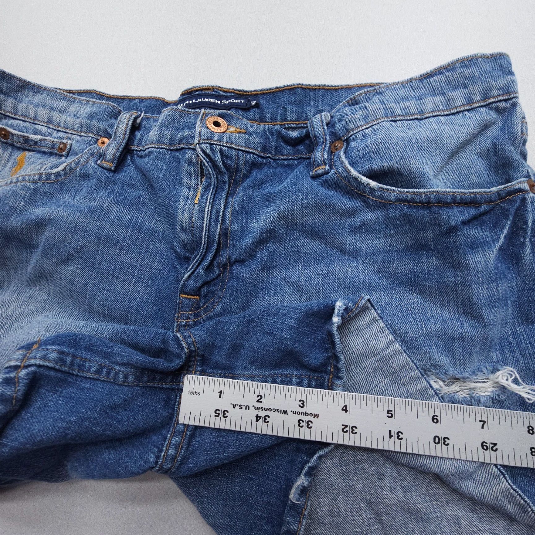 Polo Ralph Lauren Vtg / Y2K Ralph Lauren Sport Low Rise Micro Mini Shorts Size 12 Distressed Denim Size 34" / US 12 / IT 48 - 5 Thumbnail