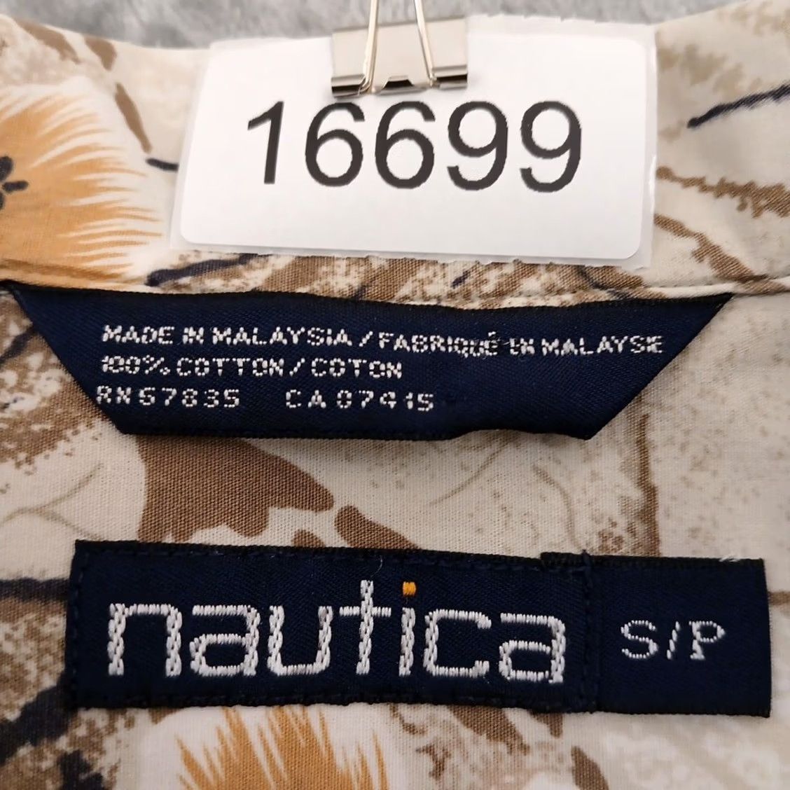 Nautica Nautica Hawaiian Shirt Mens Small Beige Floral Short Sleeve Button Up Cotton Size US S / EU 44-46 / 1 - 8 Thumbnail