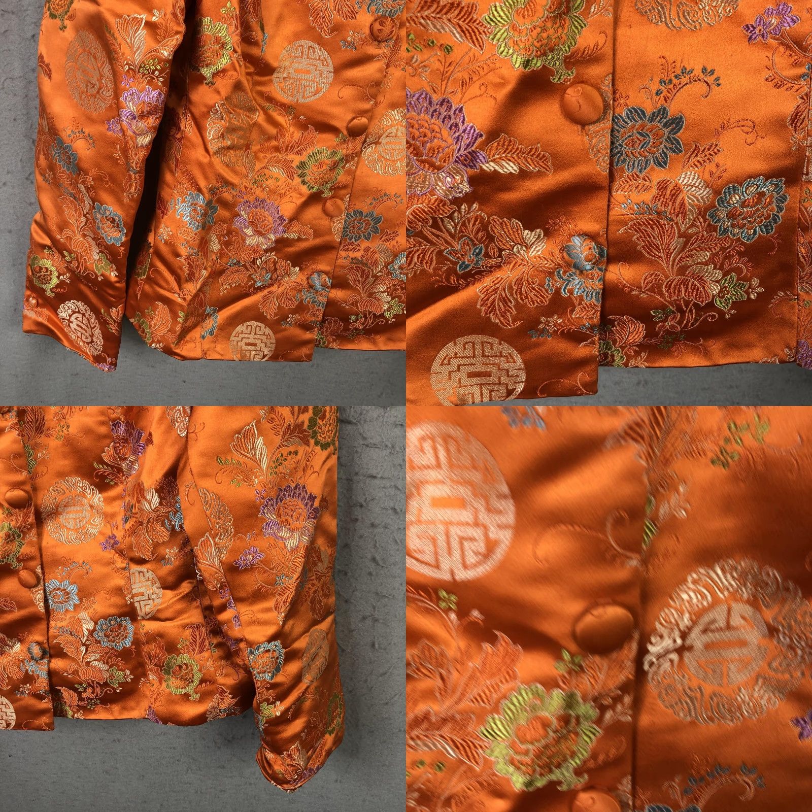 Vintage Johanne Beck Blazer Womens Medium Orange Silk Blend Floral Embroidered Satin Blazer - Formal Party/Cocktail Womens Size M / US 6-8 / IT 42-44 - 8 Thumbnail