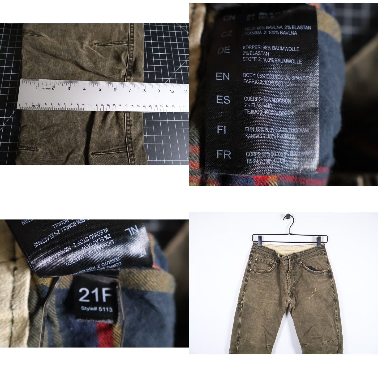 Vintage Kuhl Hot Rydr Flannel Lined Pants Men 28 x 31 Olive Green Vintage Patina Dye Chino Straight Zip Fly Stretch Casual Outdoors Size US 29 - 9 Thumbnail
