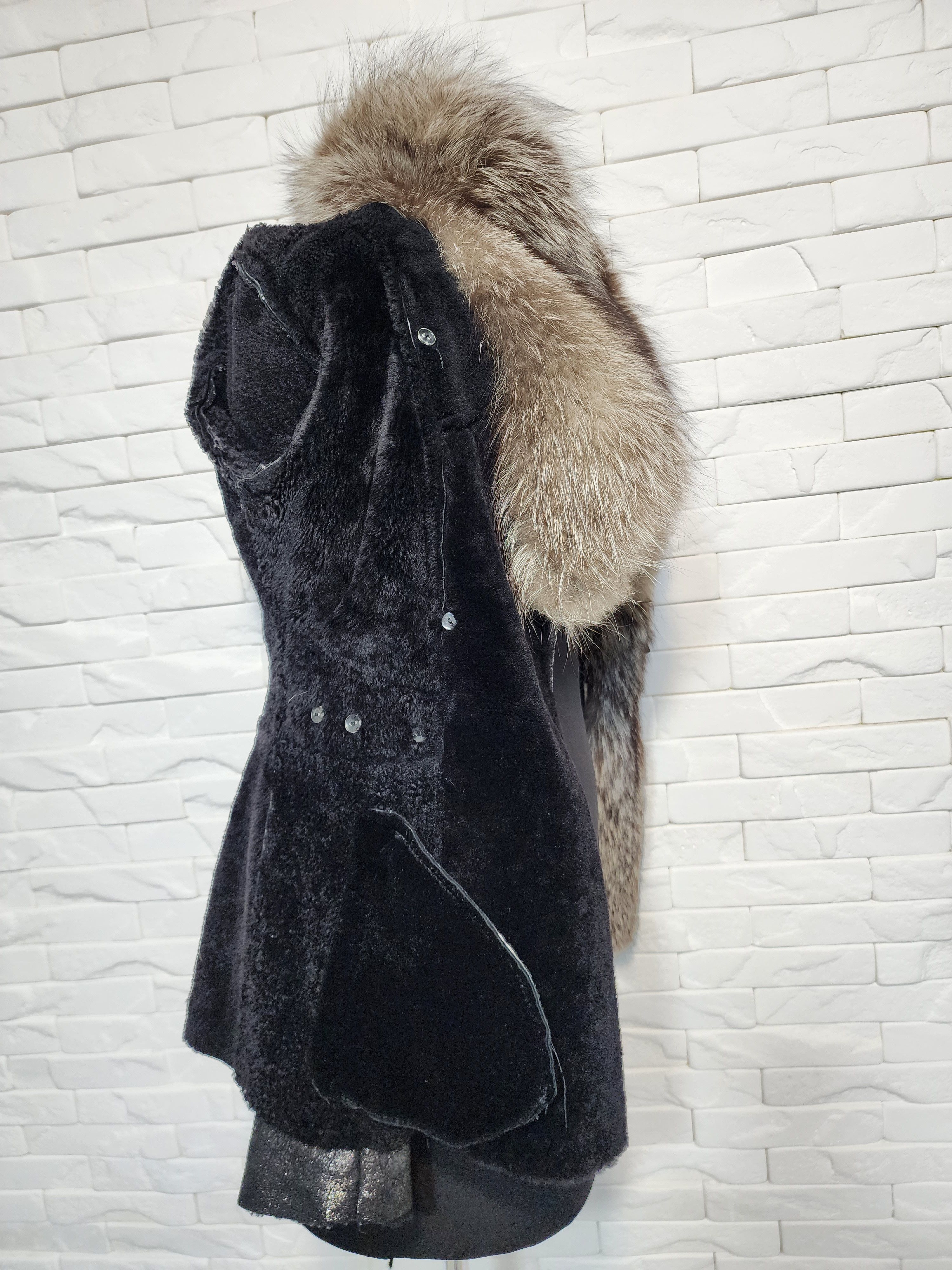 Uniqlo Gray Sheepskin Coat: Women's Fur Collar Winter Coat Size S / US 4 / IT 40 - 10 Thumbnail