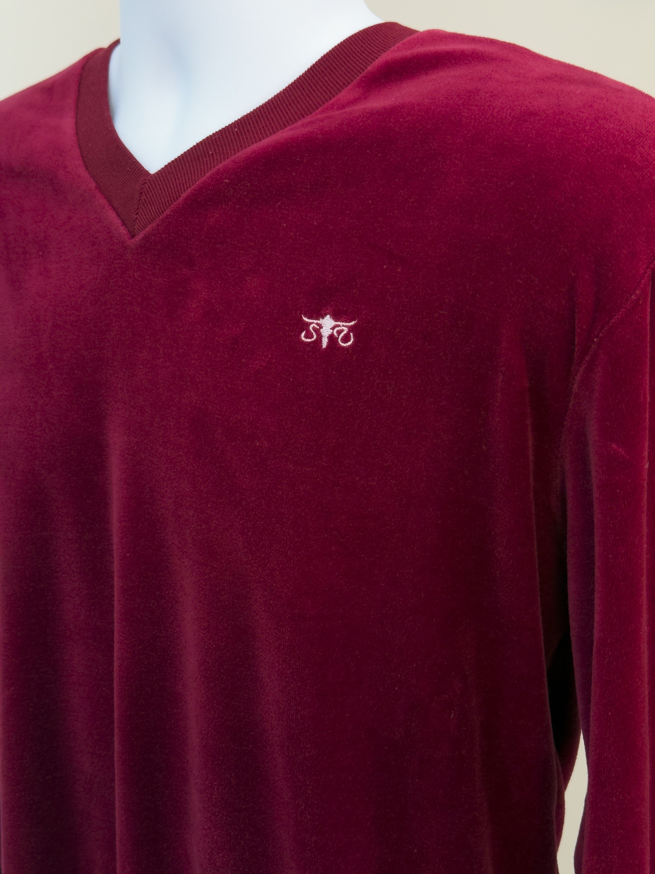 Other Vintage Sergio Valente Velour V-Neck Sweatshirt Burgundy Size US L / EU 52-54 / 3 - 2 Thumbnail