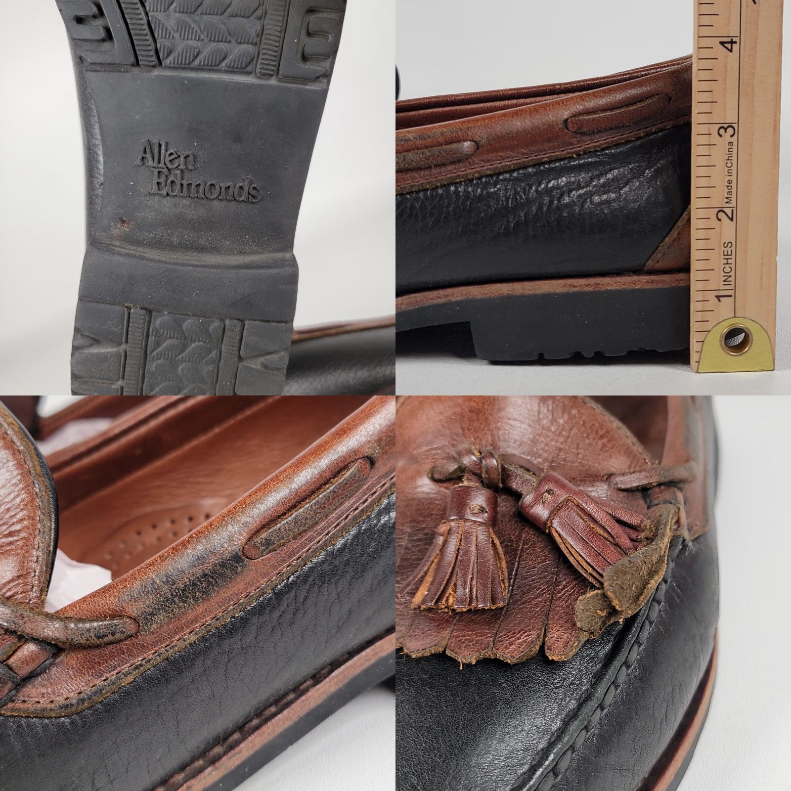 Allen Edmonds VINTAGE Allen Edmonds Nashua Two Tone Black Brown Tassel Loafers Size 10 EEE Mens Leather Slip On Casual Shoes Size US 10 / EU 43 - 8 Thumbnail