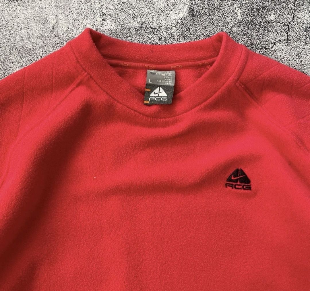 image of Vintage Nike Acg Fleece Sweatshirt in Red, Men's (Size Large)
